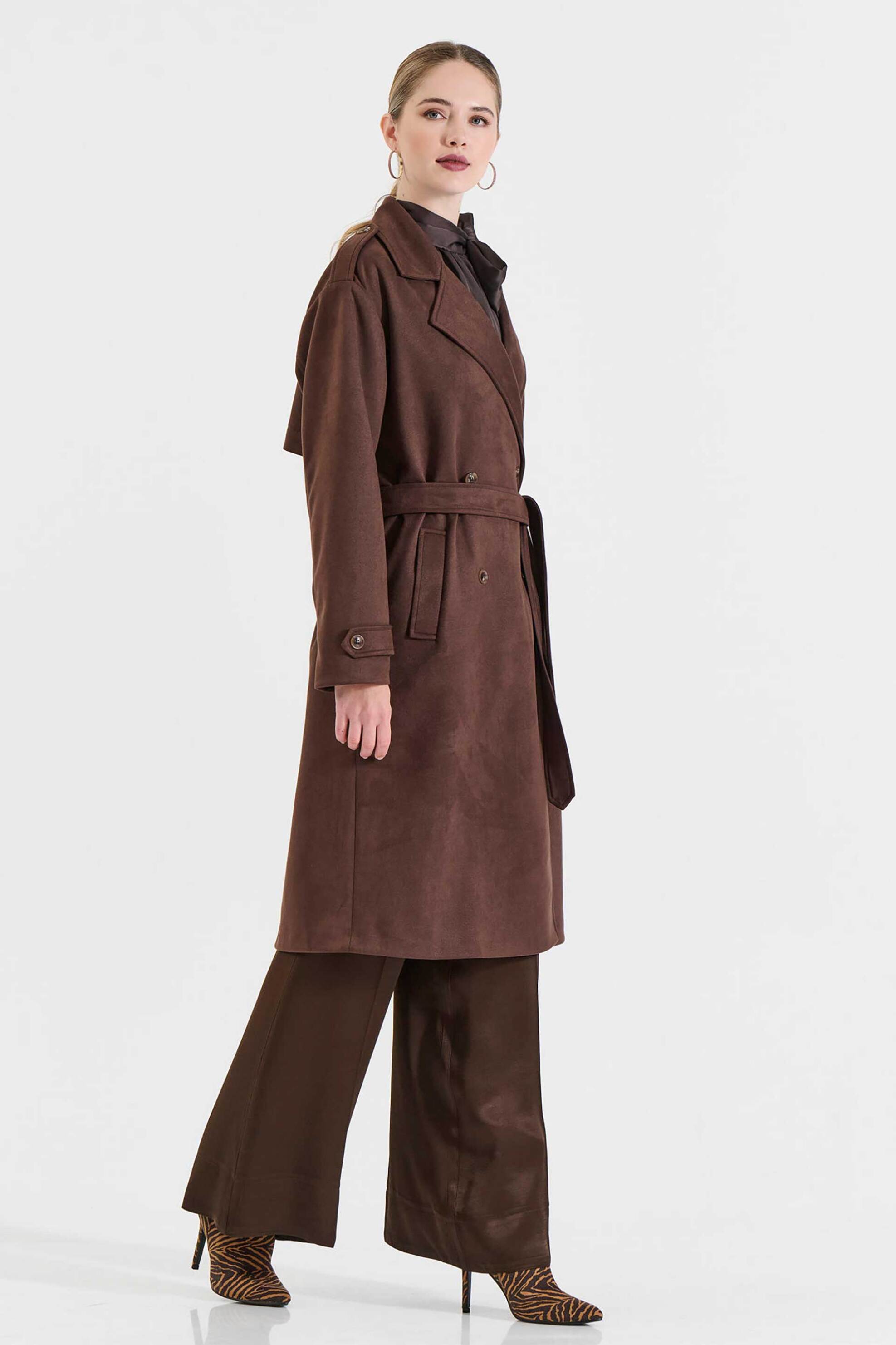 Bill Cost γυναικεία καπαρντίνα με suede υφή - 10-020013-0 Καφέ φωτογραφία