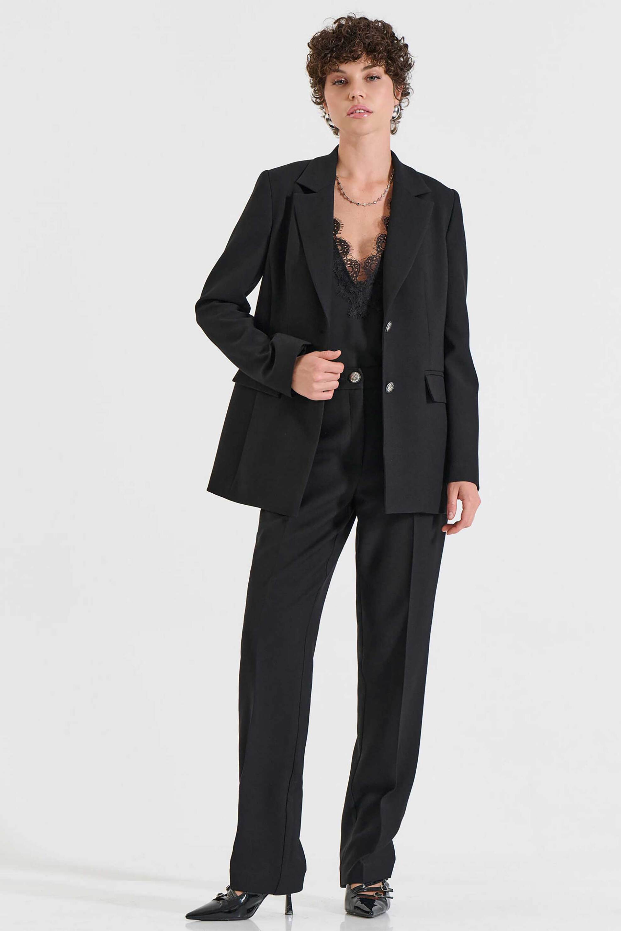 Bill Cost γυναικείο παντελόνι μονόχρωμο Classic Straight Fit - 10-031054-0 Μαύρο