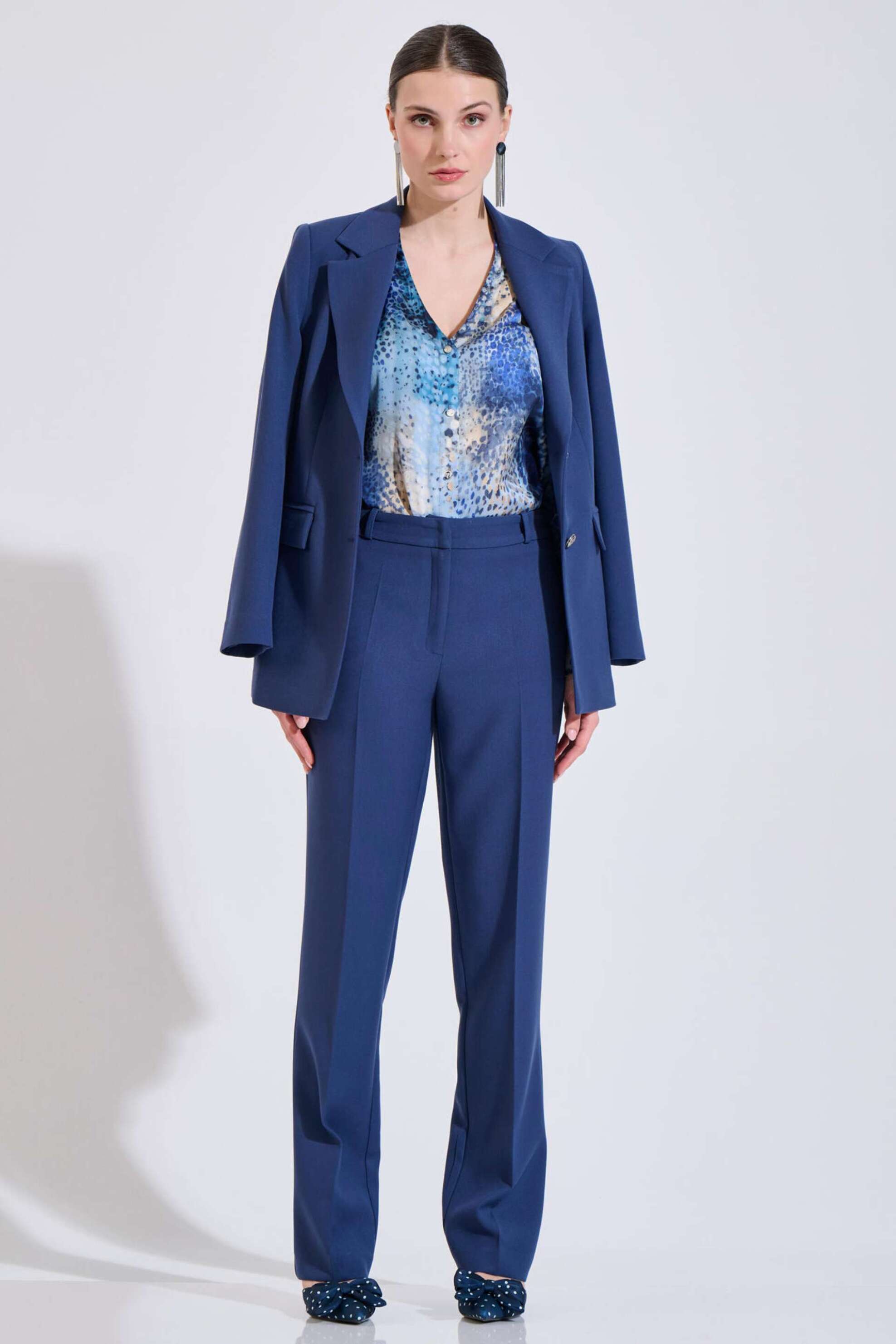 Bill Cost γυναικείο παντελόνι μονόχρωμο Classic Straight Fit - 10-031084-0 Μπλε Σκούρο