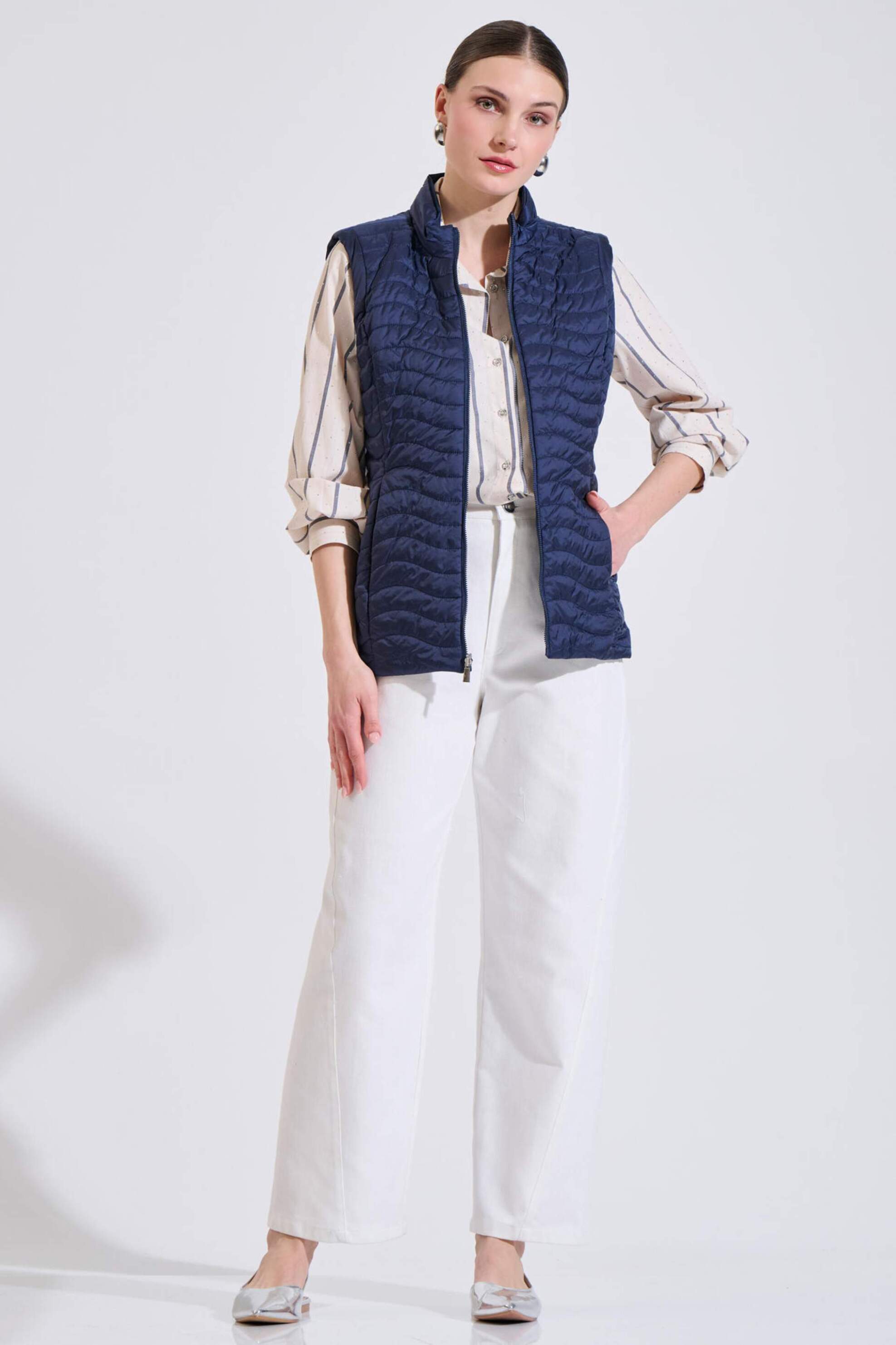 Bill Cost γυναικείο αμάνικο μπουφάν γιλέκο διπλής όψης με καπιτονέ σχέδιο - 20-380867-0 Μπλε Σκούρο