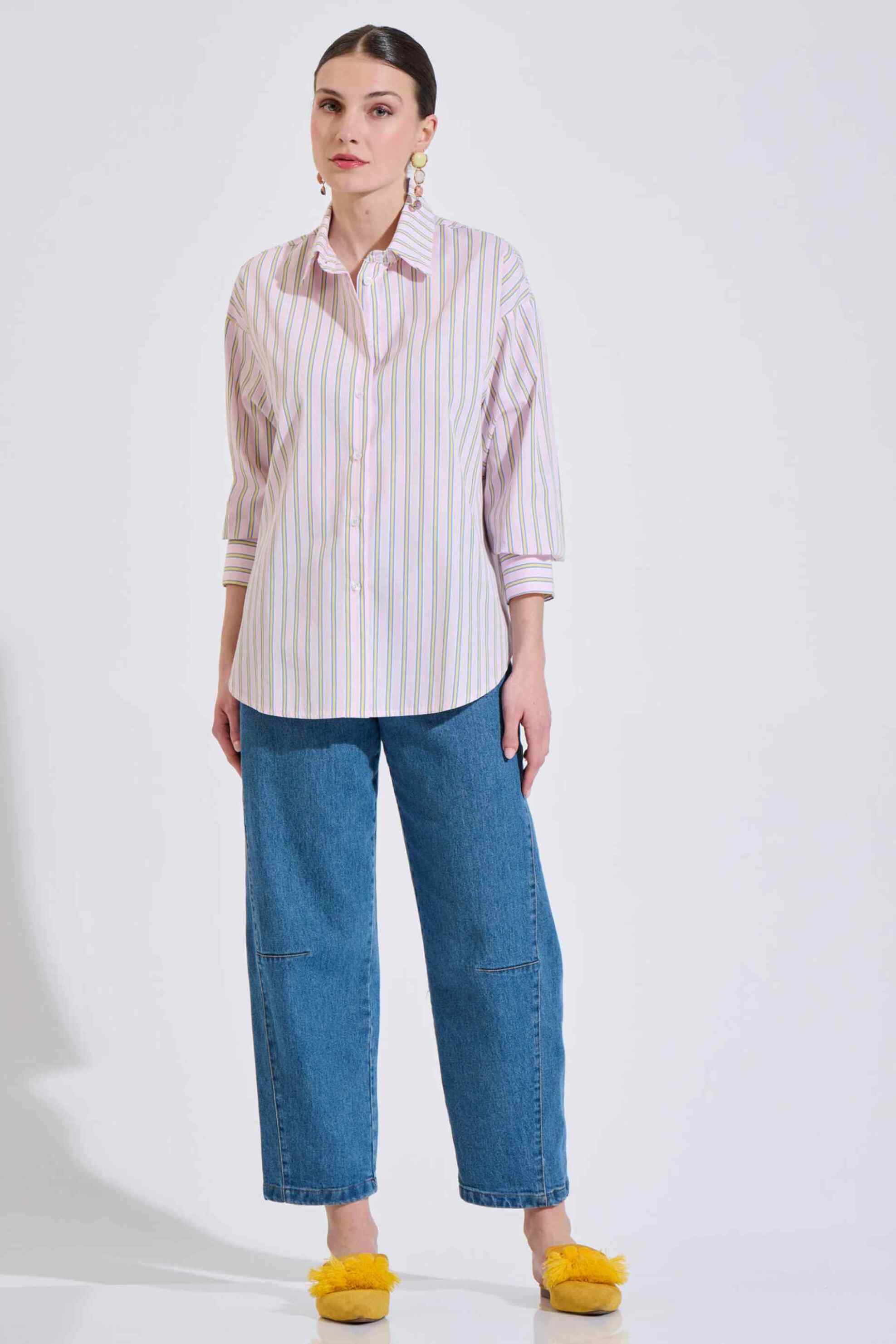 Bill Cost γυναικείο πουκάμισο με ριγέ σχέδιο Relaxed Fit - 10-320640-0 Ροζ