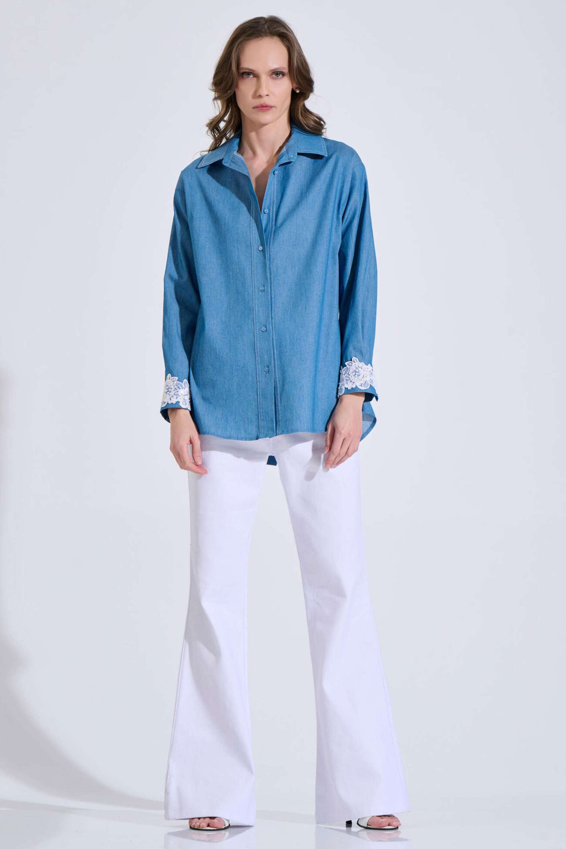 Bill Cost γυναικείο denim πουκάμισο με κεντήματα - 10-200191-0 Denim Blue