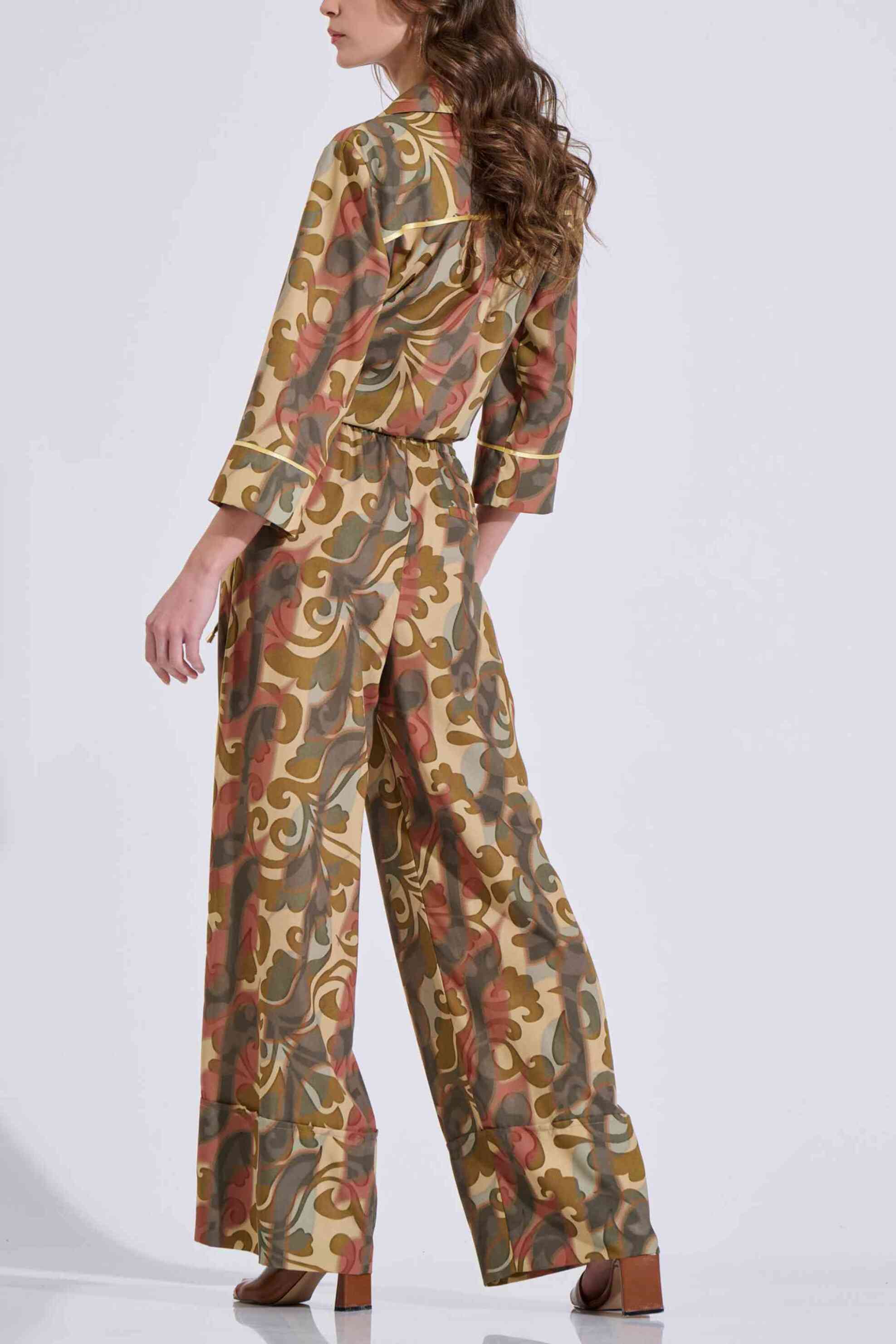 Bill Cost Γυναικεία Παντελόνα με Floral Print Relaxed Fit - 10-342490-0 Μουσταρδί