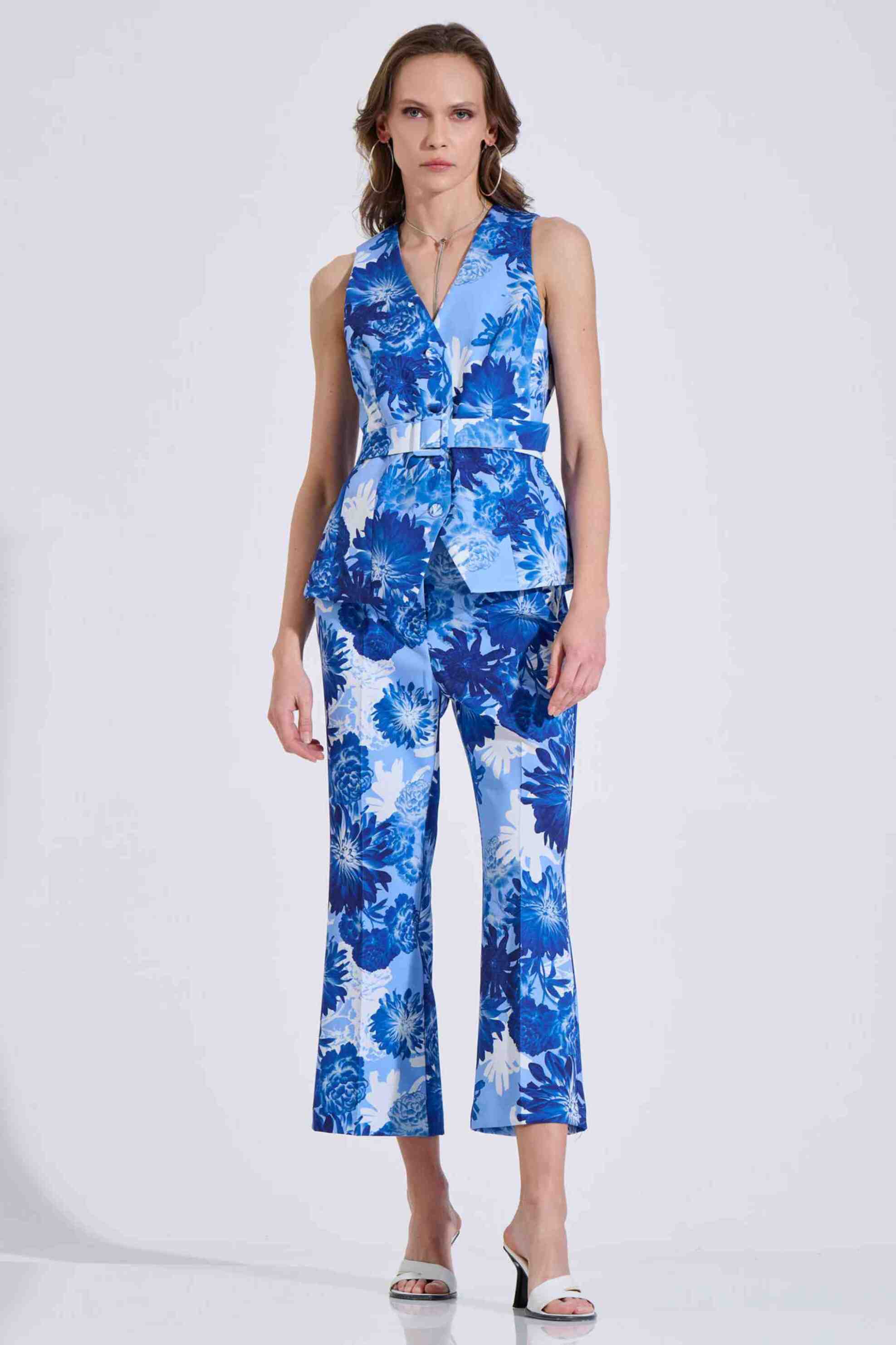 Bill Cost γυναικείο γιλέκο με floral print - 10-342492-0 Μπλε Σκούρο