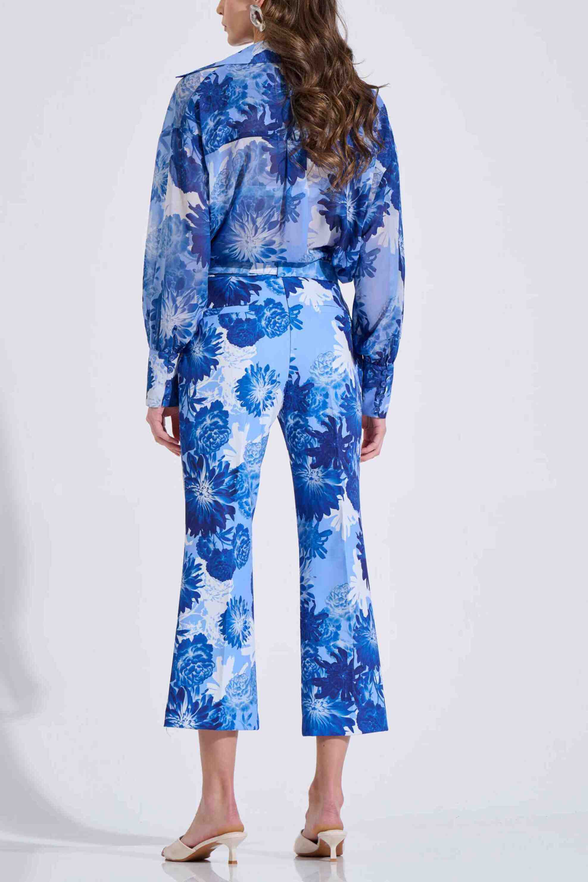 Bill Cost Γυναικείο Παντελόνι Cropped με Floral Print - 10-342493-0 Μπλε Σκούρο