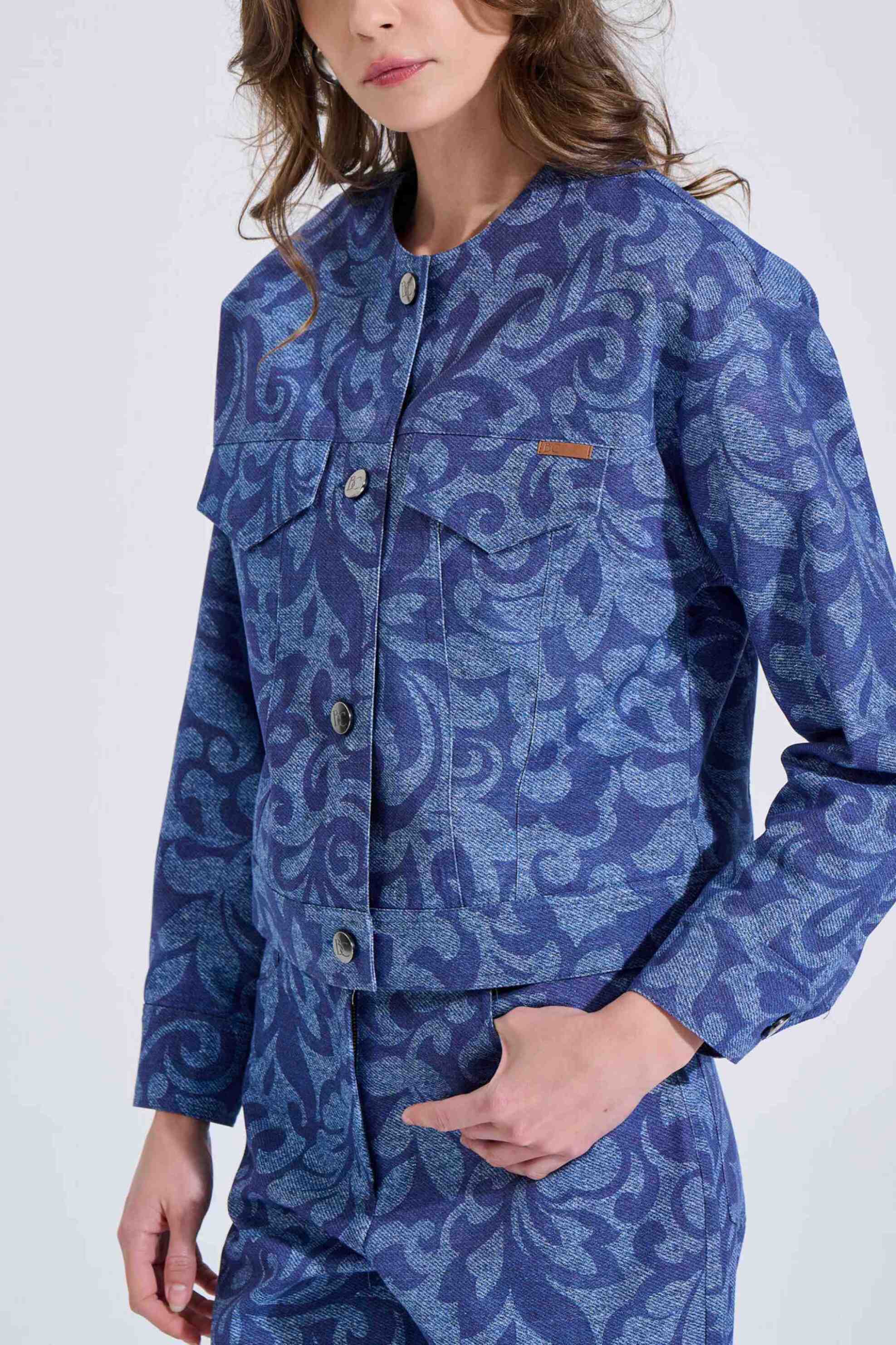 Bill Cost γυναικείο denim μπουφάν με all-over print - 10-200180-0 Denim Blue Σκούρο