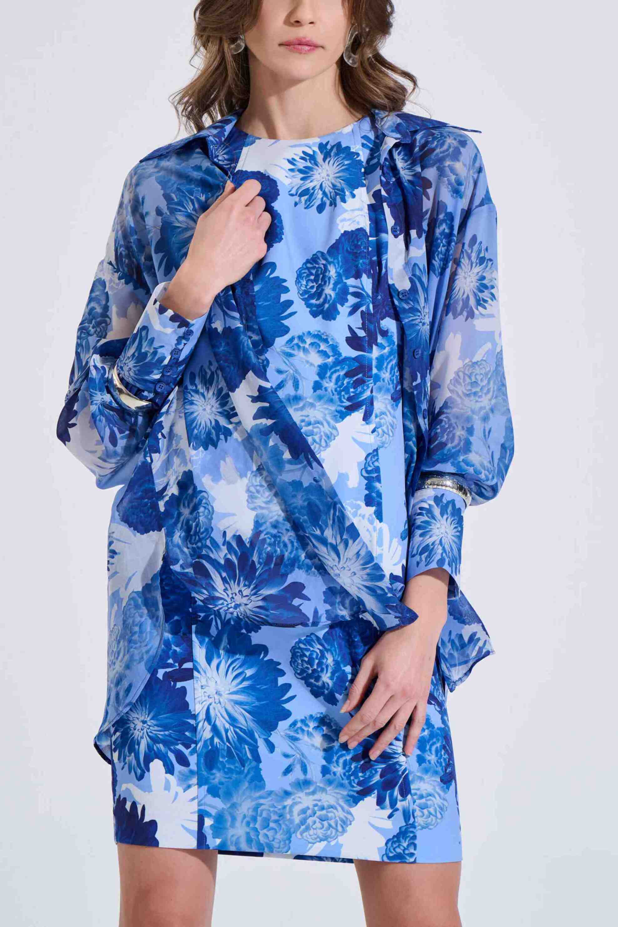 Bill Cost γυναικείο mini αμάνικο φόρεμα με floral σχέδιο - 10-342491-0 Μπλε Σκούρο