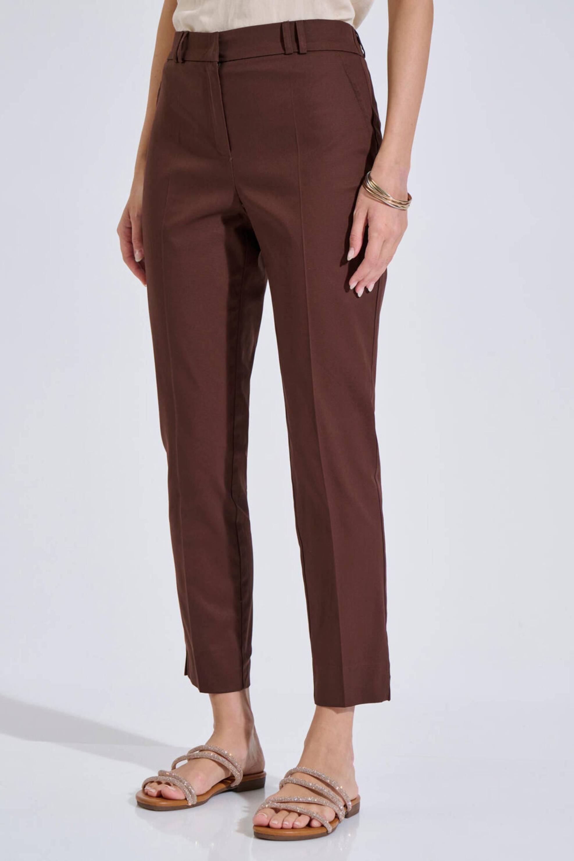 Bill Cost γυναικείο παντελόνι μονόχρωμο Classic Straight Fit - 10-060824-0 Καφέ