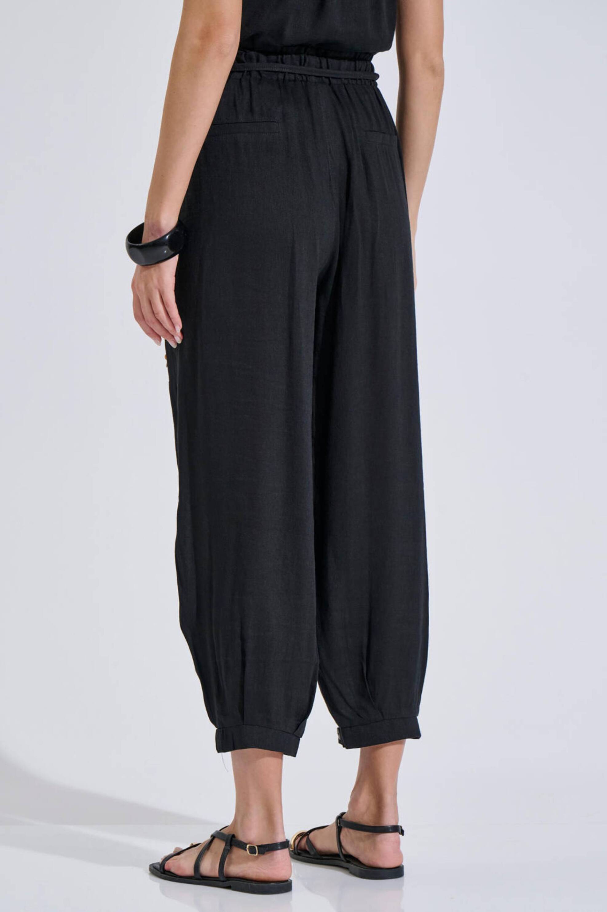 Bill Cost Γυναικεία Παντελόνα με Ελαστική Μέση Cropped Relaxed Fit - 10-280575-0 Μαύρο