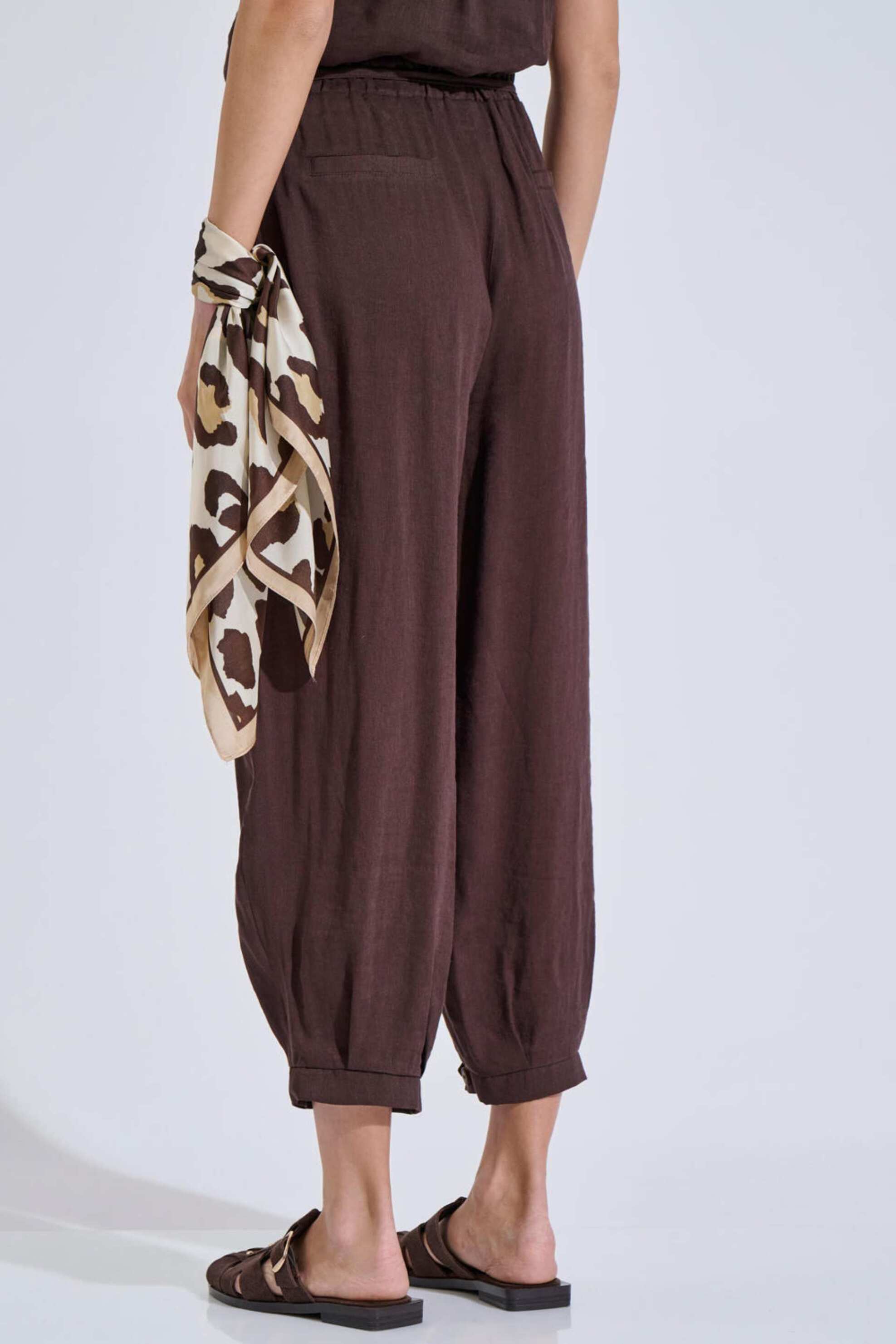 Bill Cost Γυναικεία Παντελόνα με Ελαστική Μέση Cropped Relaxed Fit - 10-280575-0 Καφέ