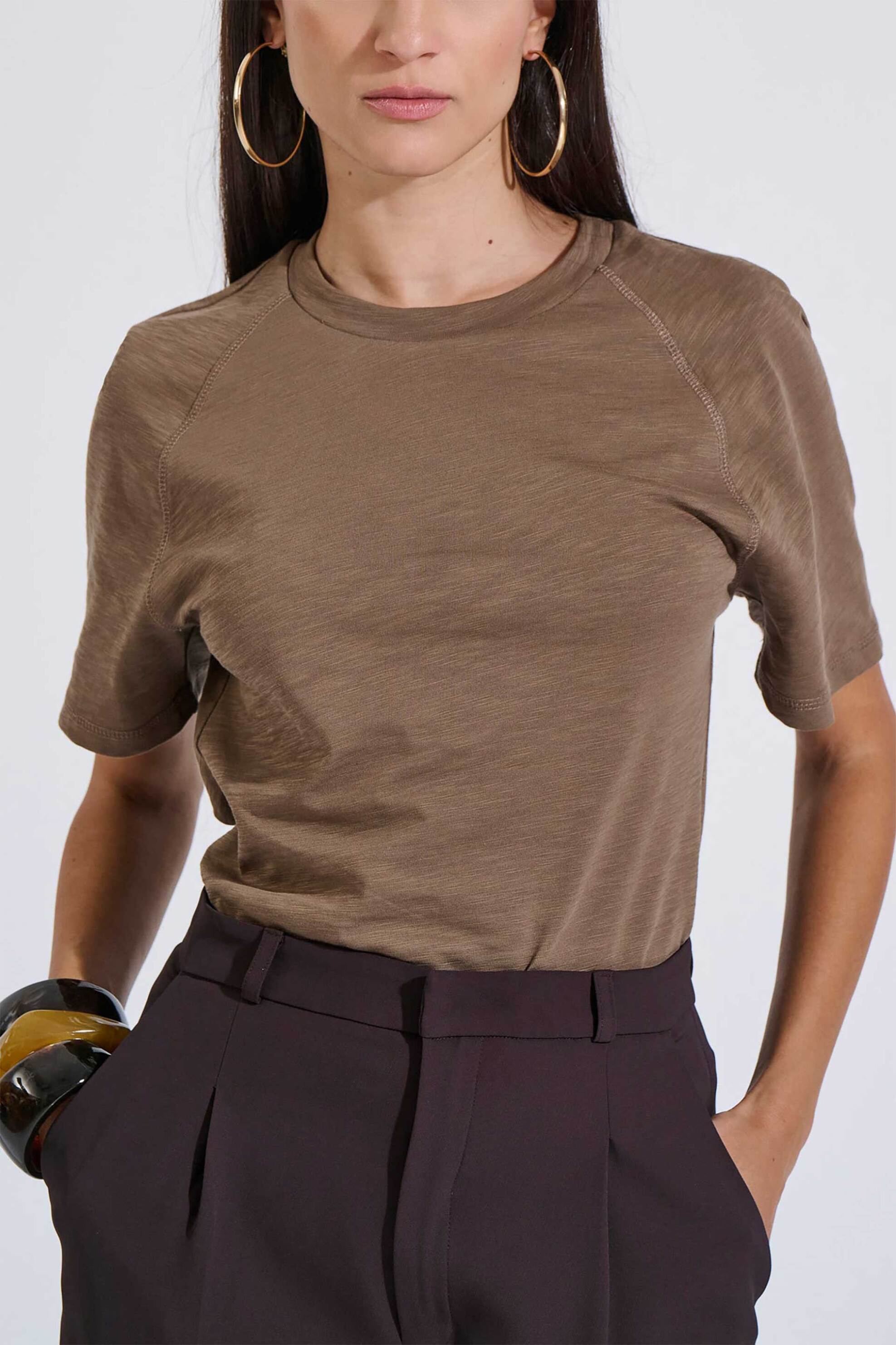 Bill Cost γυναικείο T-shirt με ρεγκλάν ραφές - 10-120737-0 Καφέ