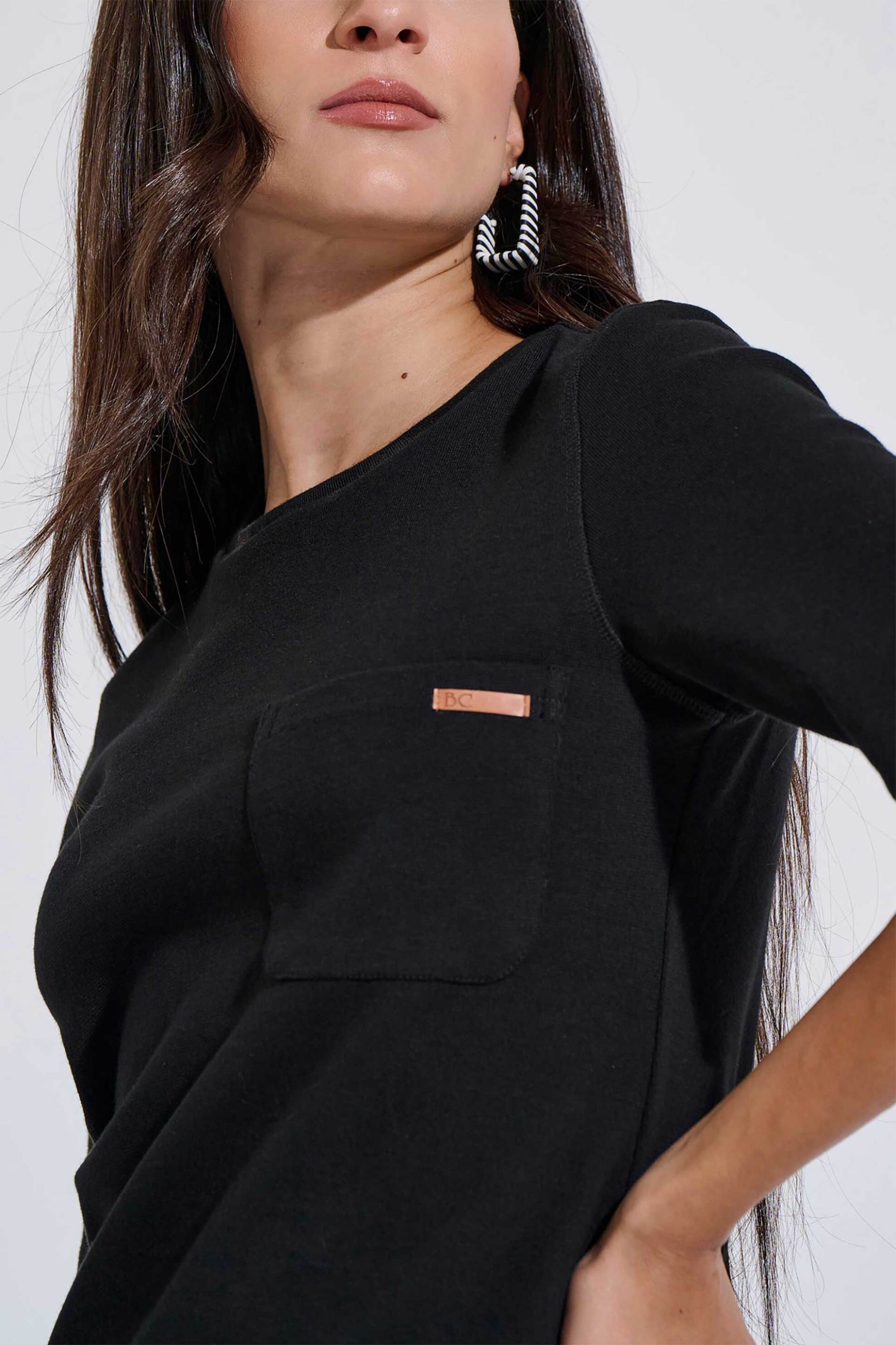 Bill Cost γυναικείο T-shirt με τσέπη και monogram - 10-120739-0 Μαύρο