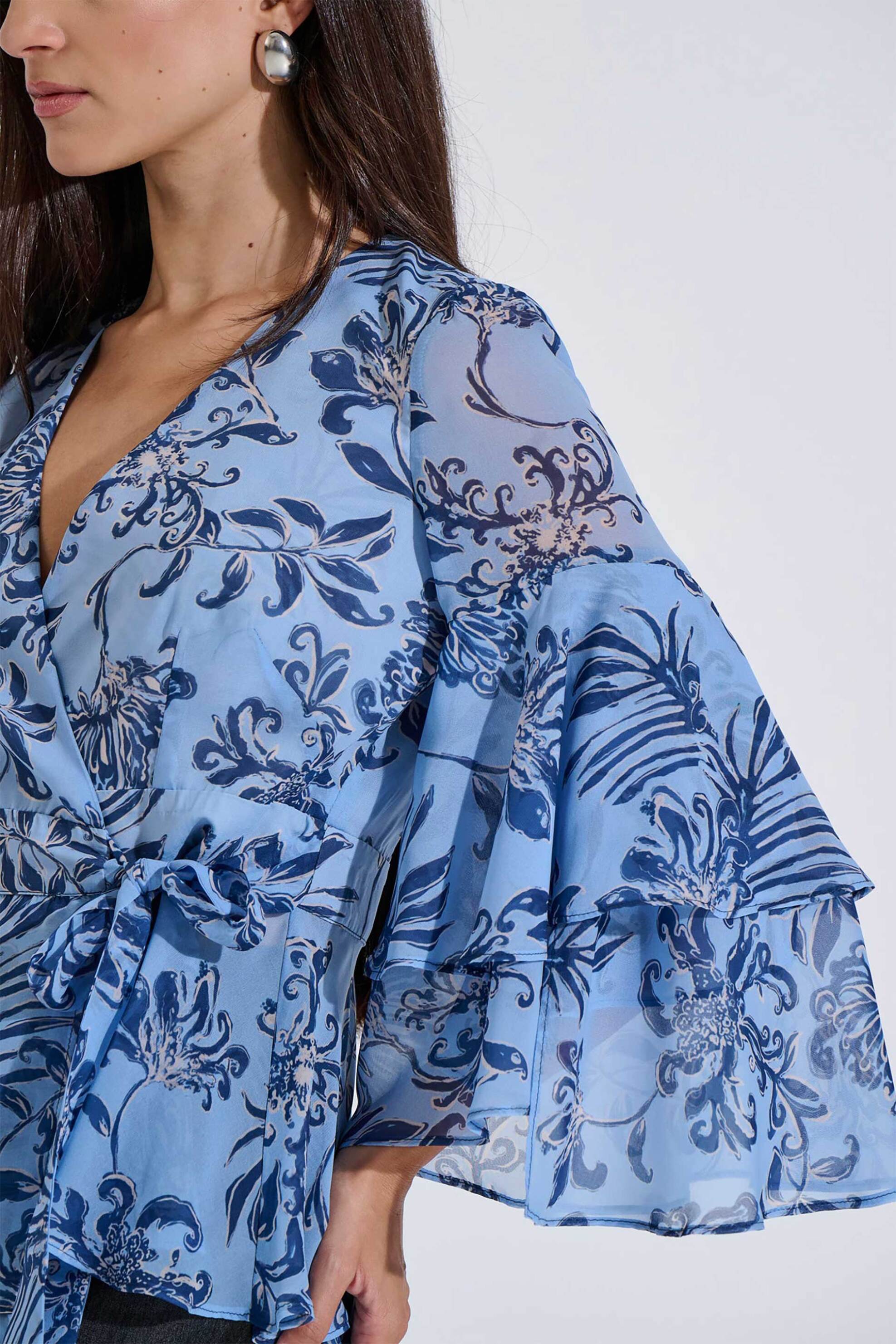BILL COST Bill Cost γυναικεία μπλούζα κρουαζέ με floral print - 10-342547-0 Μπλε Ανοιχτό - 2