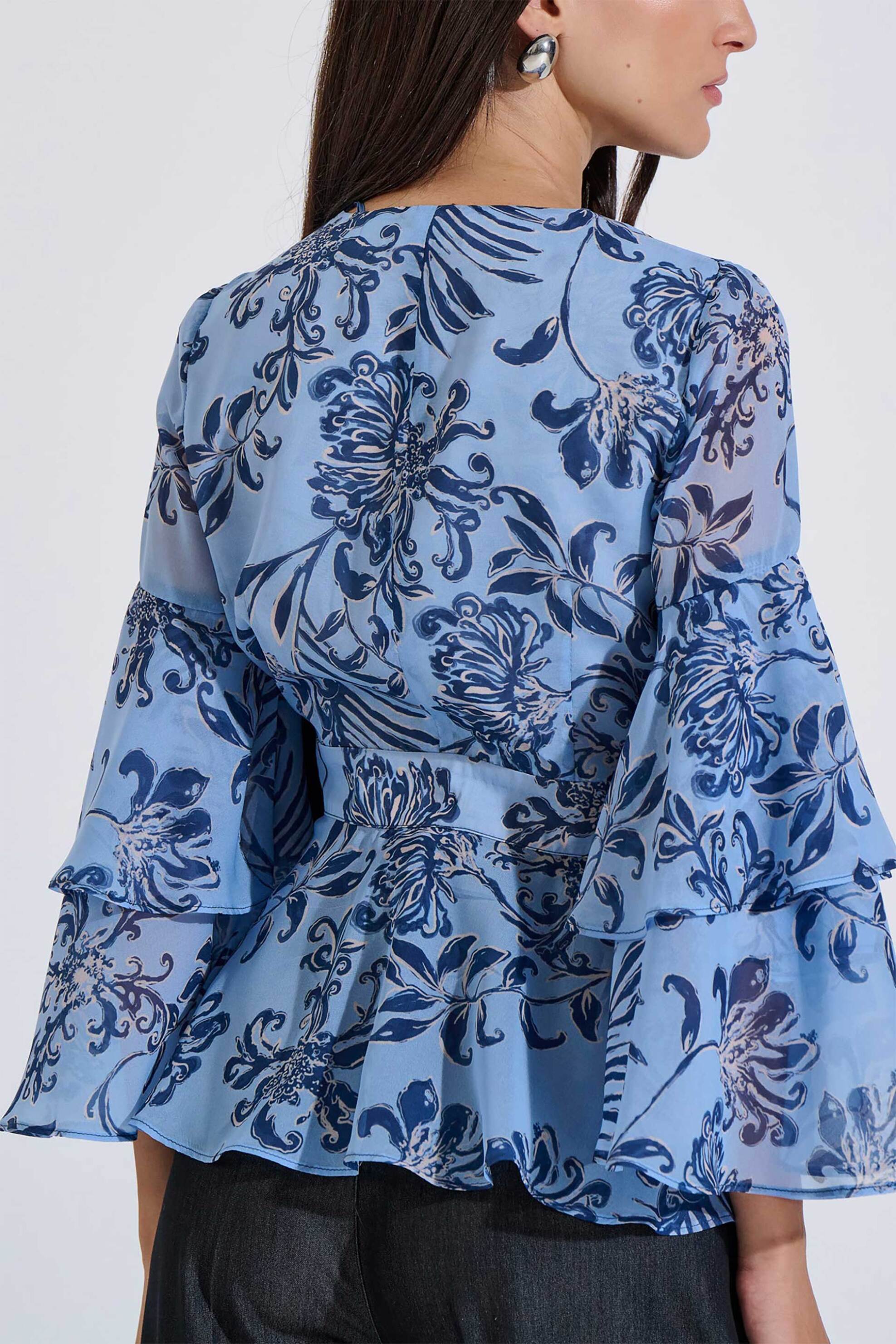 BILL COST Bill Cost γυναικεία μπλούζα κρουαζέ με floral print - 10-342547-0 Μπλε Ανοιχτό - 3