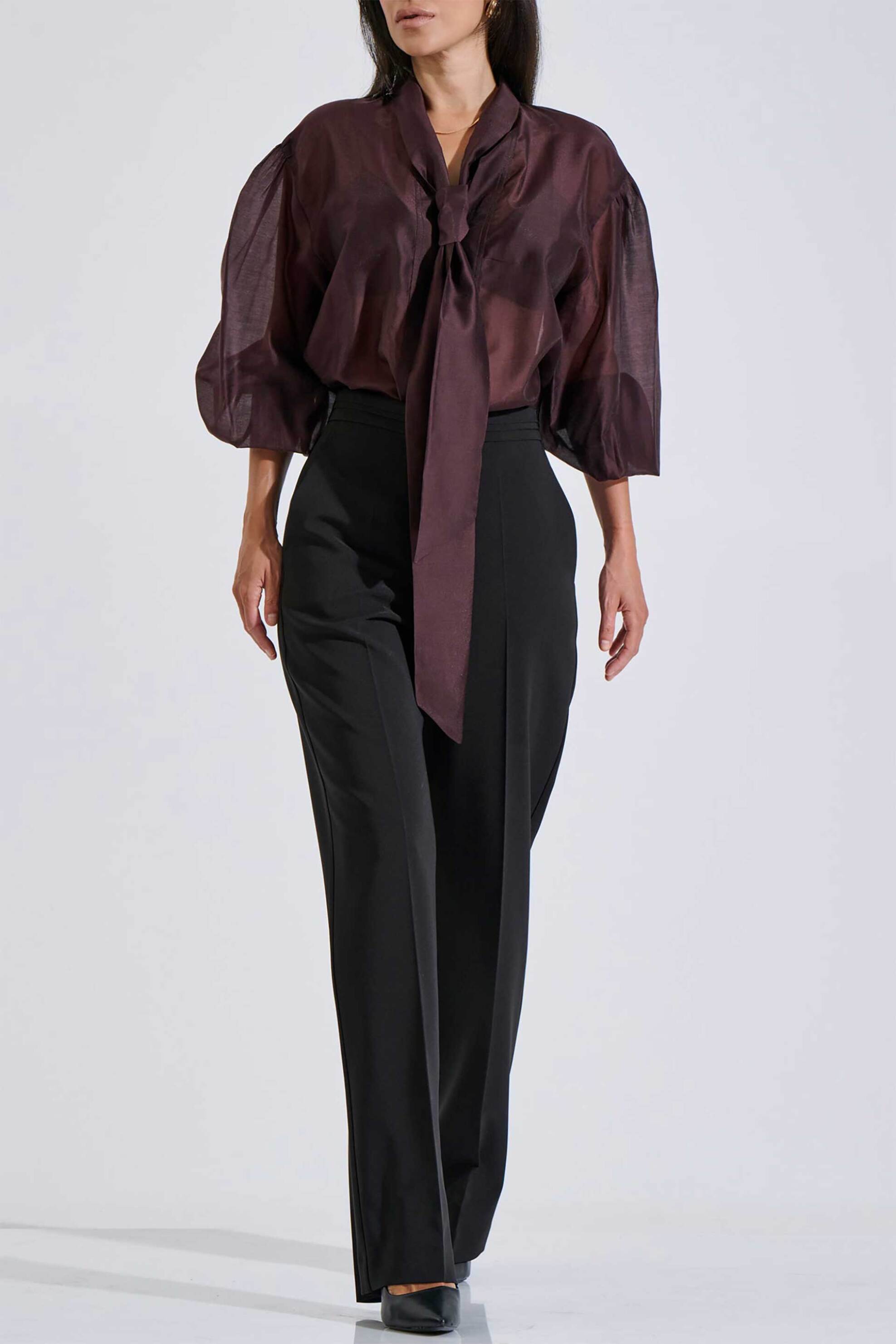 Bill Cost γυναικείο ψηλόμεσο παντελόνι Wide Leg - 10-031112-0 Μαύρο