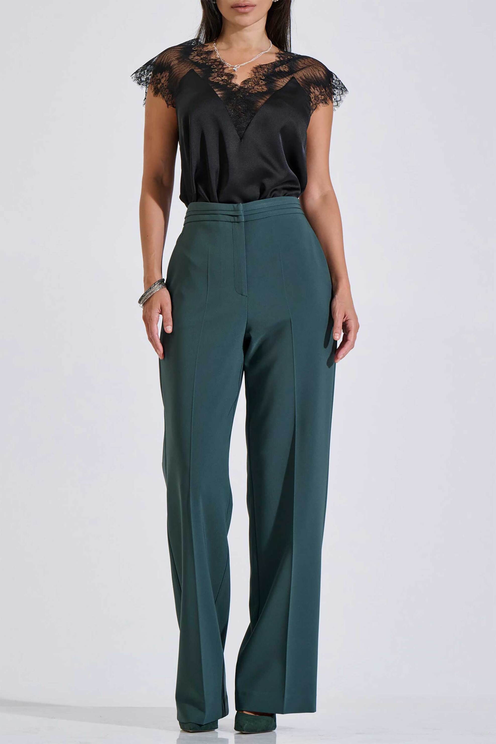 Bill Cost γυναικείο ψηλόμεσο παντελόνι Wide Leg - 10-031112-0 Πράσινο