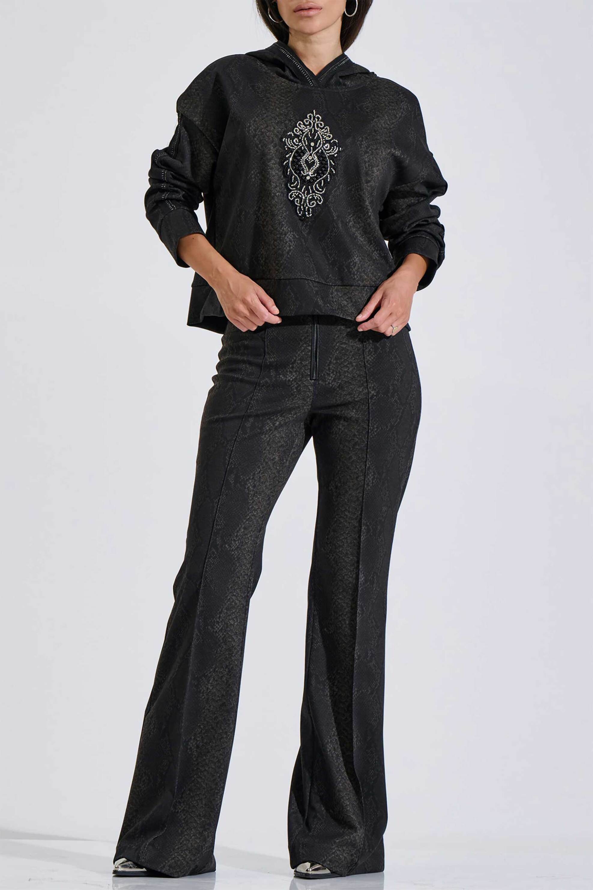 Bill Cost γυναικείο παντελόνι με animal print Flared - 10-240080-0 Μαύρο