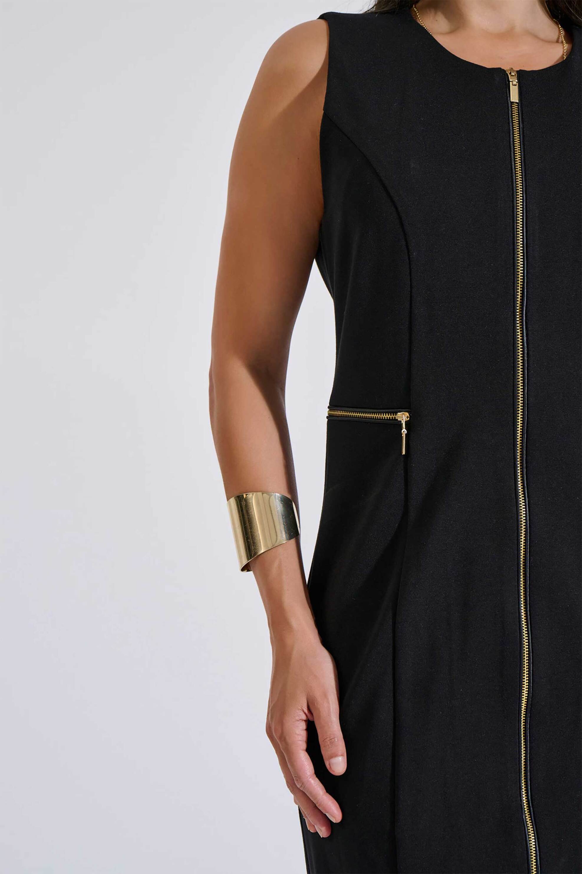 Bill Cost γυναικείο mini φόρεμα αμάνικο με χρυσά φερμουάρ - 10-120743-0 Μαύρο