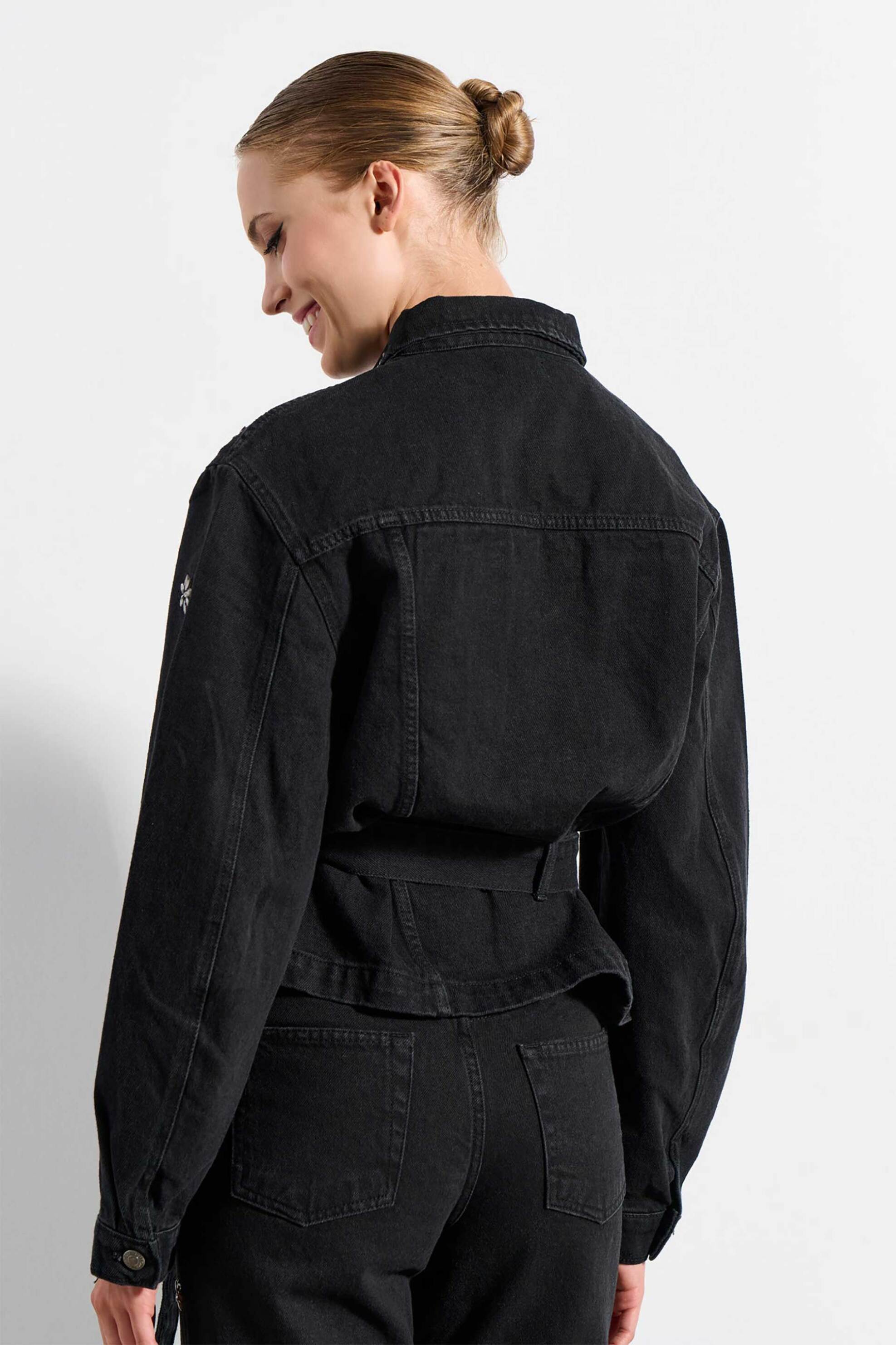 BILL COST Bill Cost γυναικείο denim jacket με στρας και ζώνη - 10-200198-0 Μαύρο - 4