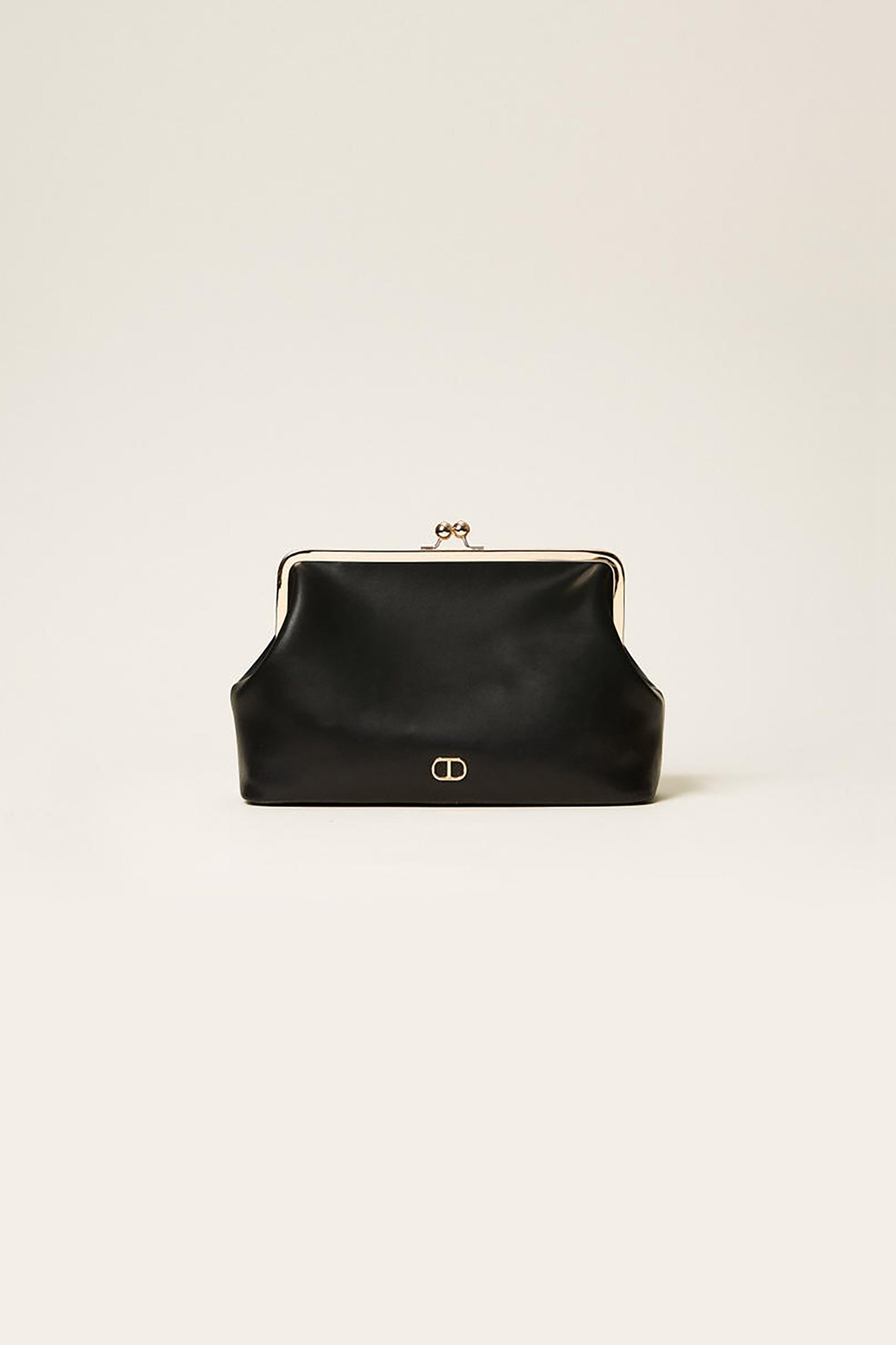 TWINSET Twinset γυναικείο τσαντάκι clutch με ανάγλυφο λογότυπο - 252TD8330 Μαύρο