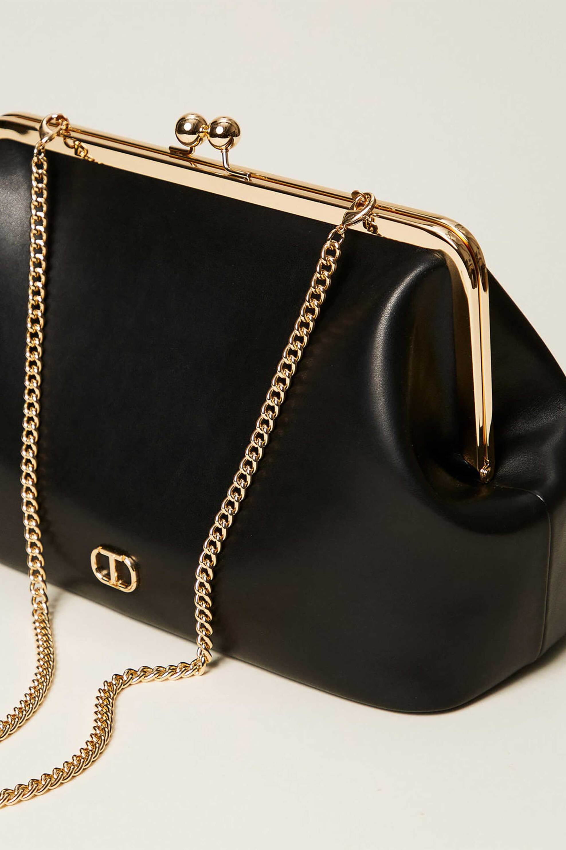 Twinset γυναικείο τσαντάκι clutch με ανάγλυφο λογότυπο - 252TD8330 Μαύρο φωτογραφία