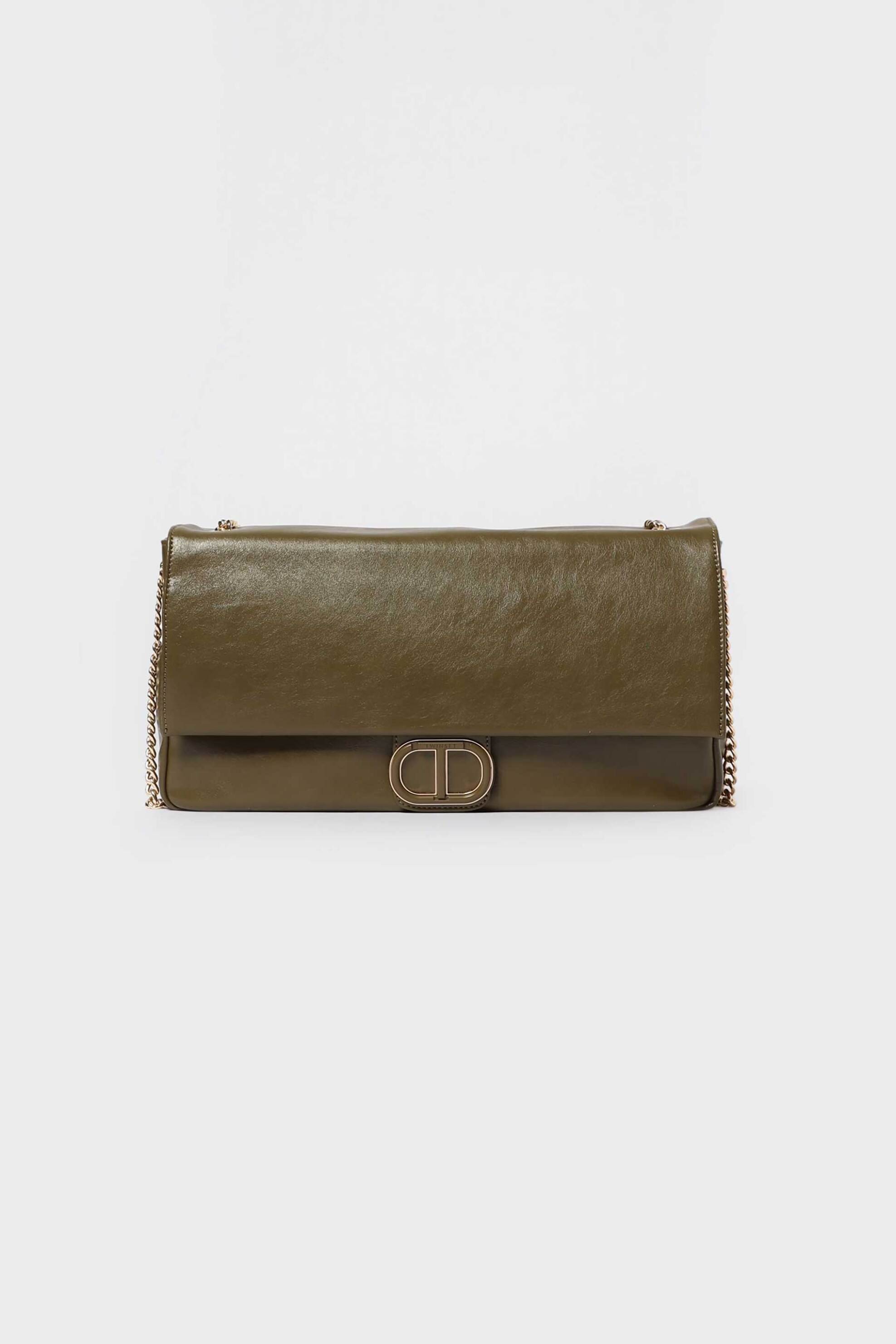 TWINSET Twinset γυναικεία τσάντα ώμου με ανάγλυφο λογότυπο - 252TD8120 Πράσινο