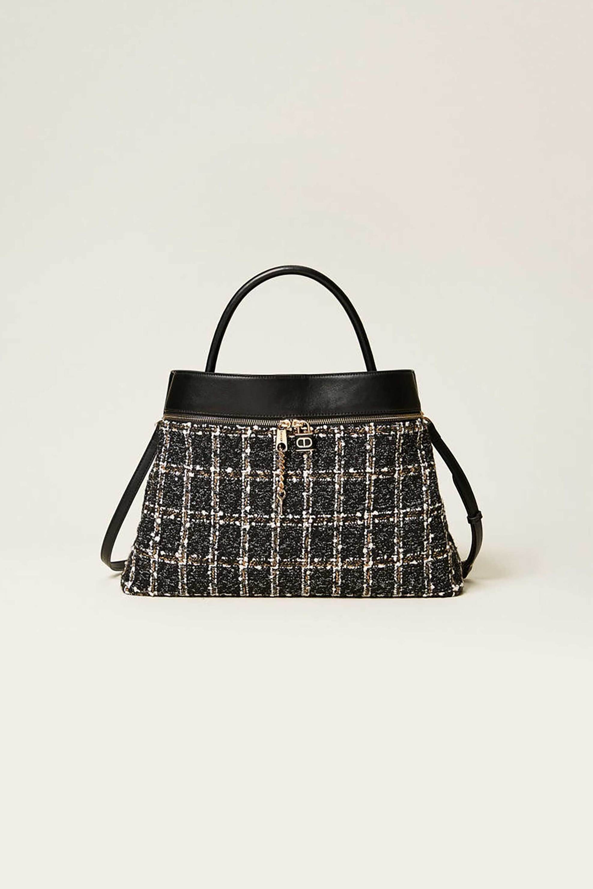 Twinset γυναικεία tweed τσάντα shopper με ριγέ σχέδιο | ONE SIZE