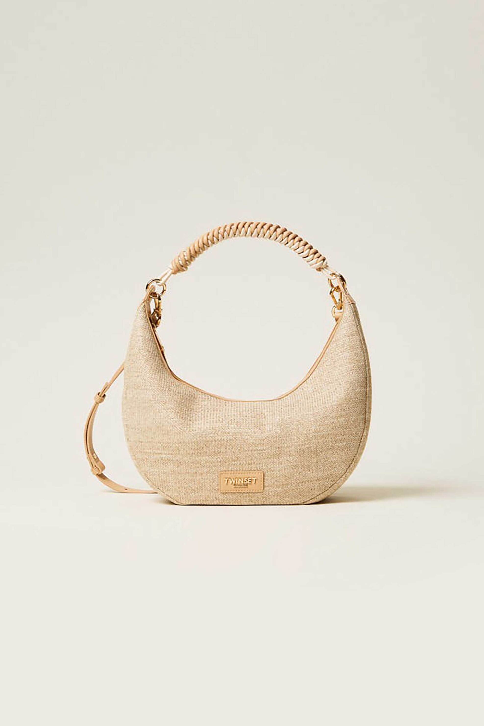 Twinset γυναικεία τσάντα χειρός raffia effect - 261TB7051 Μπεζ
