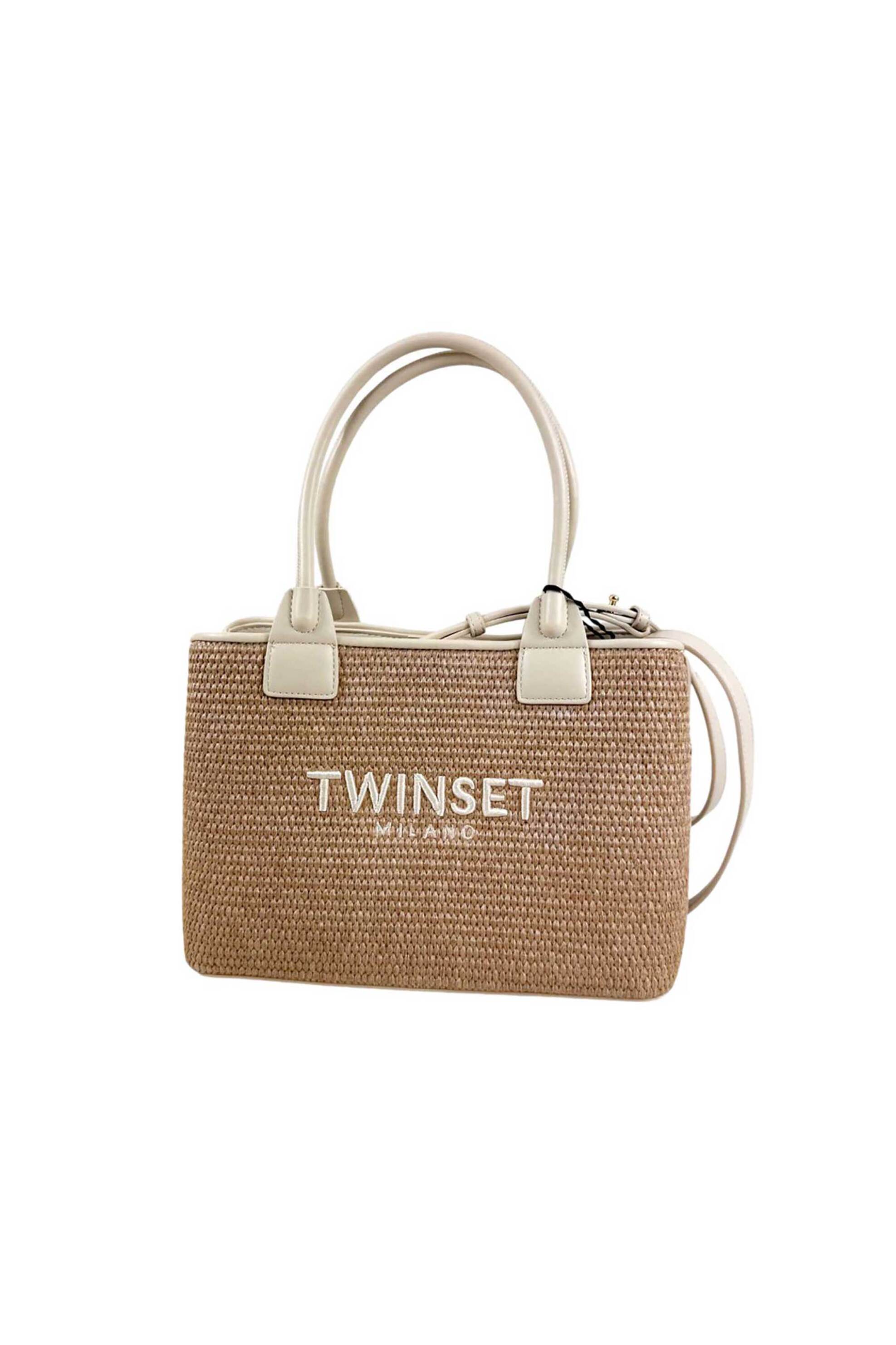 TWINSET Twinset γυναικεία τσάντα χειρός raffia effect - 261TB7071 Μπεζ
