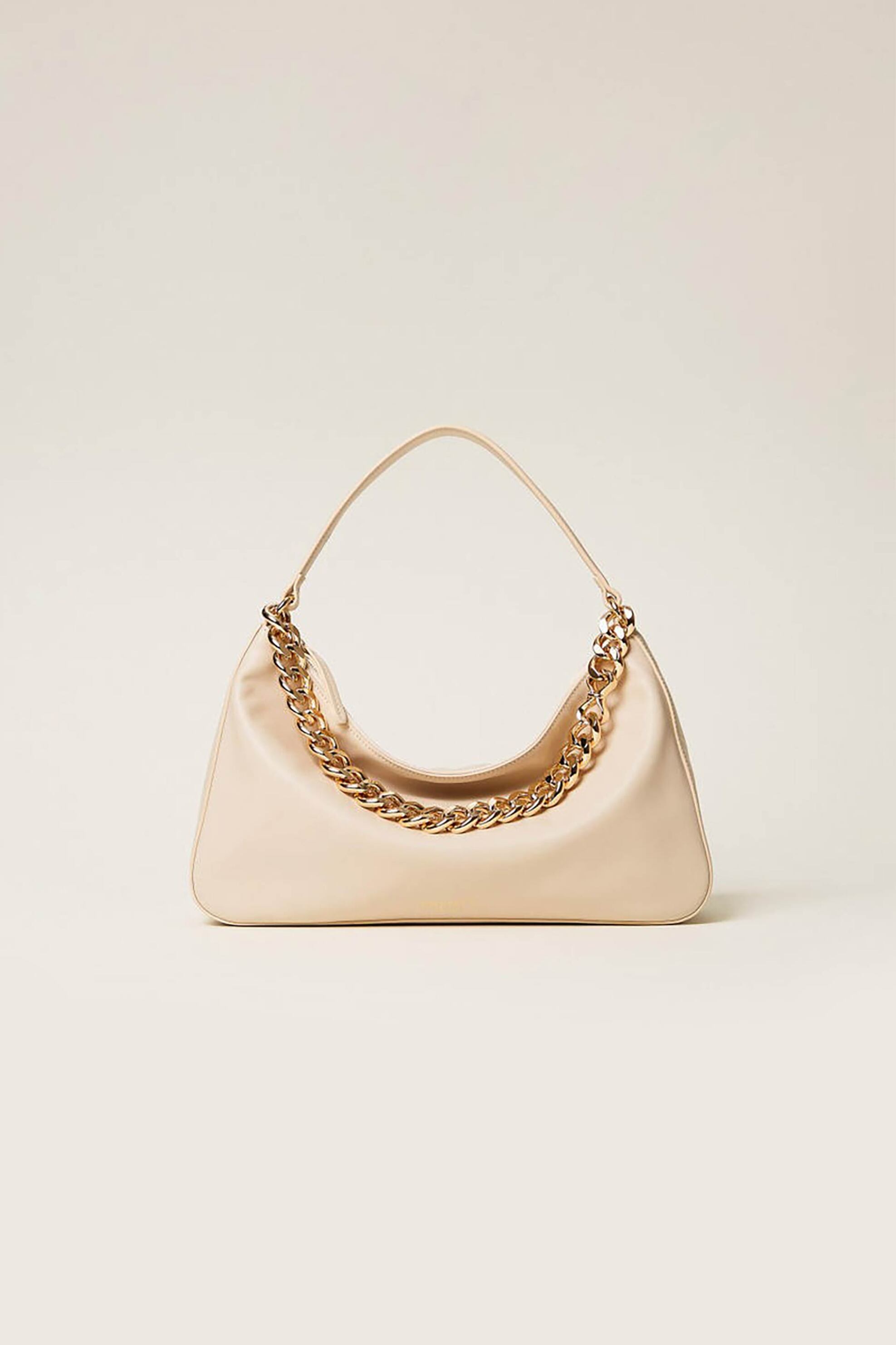 Twinset γυναικεία δερμάτινη τσάντα ώμου "Liliane Medium" - 999TB7011 Εκρού