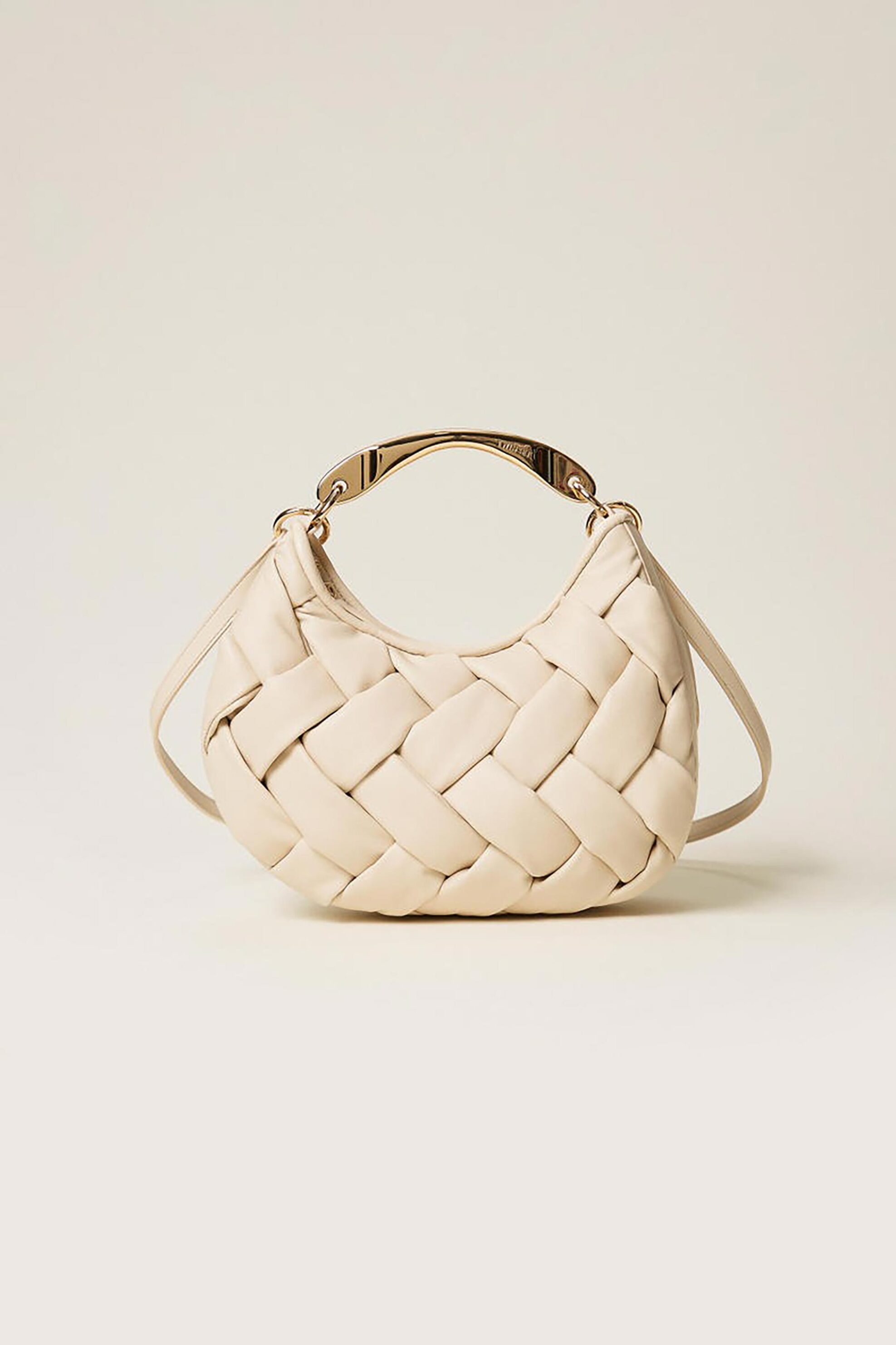 Twinset γυναικεία τσάντα χειρός με μεταλλική λαβή "Croissant" - 261TB7370 Μπεζ