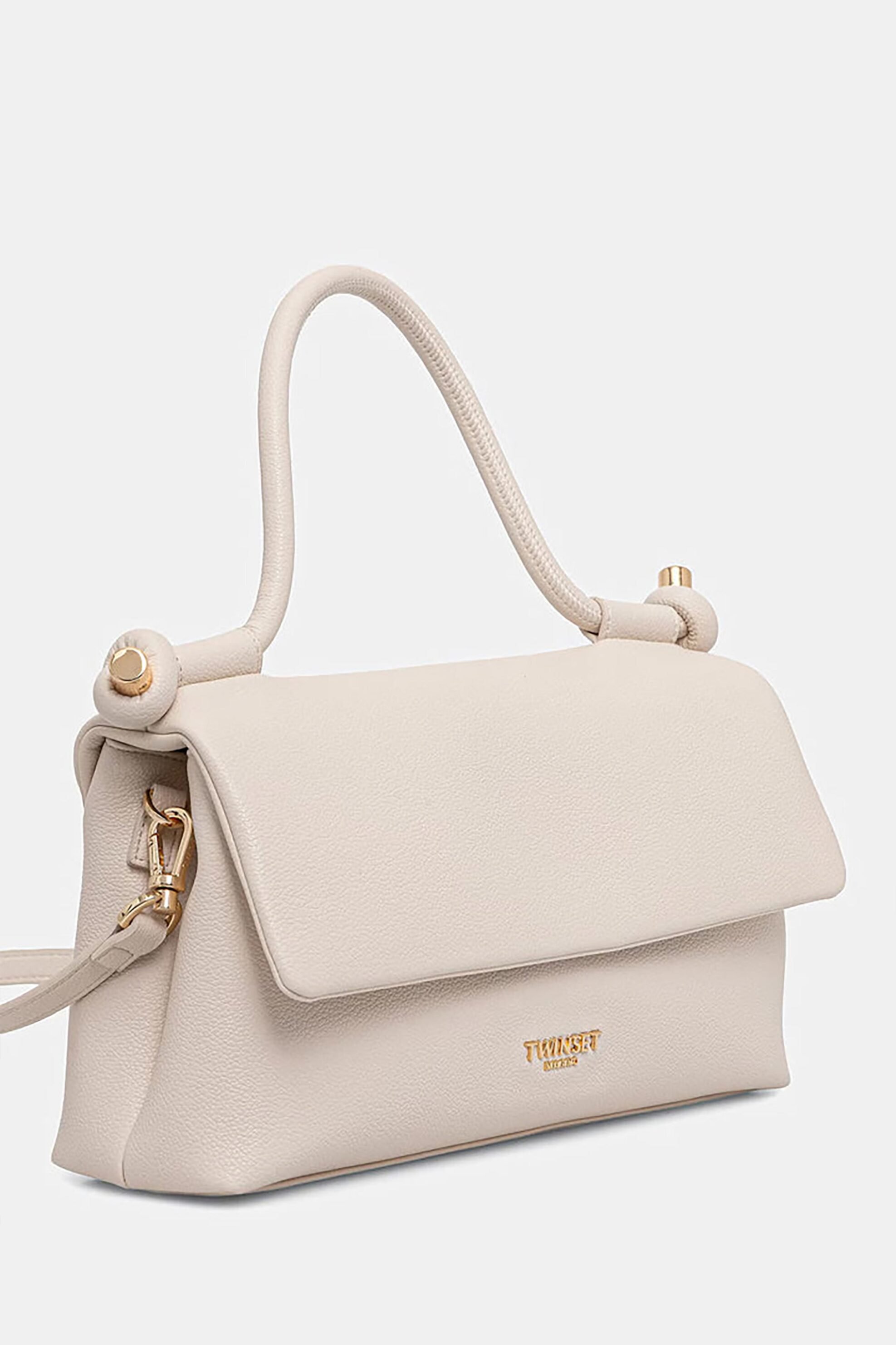 TWINSET Twinset γυναικεία τσάντα χειρός με μεταλλικό λογότυπο - 261TD8023 Εκρού - 2