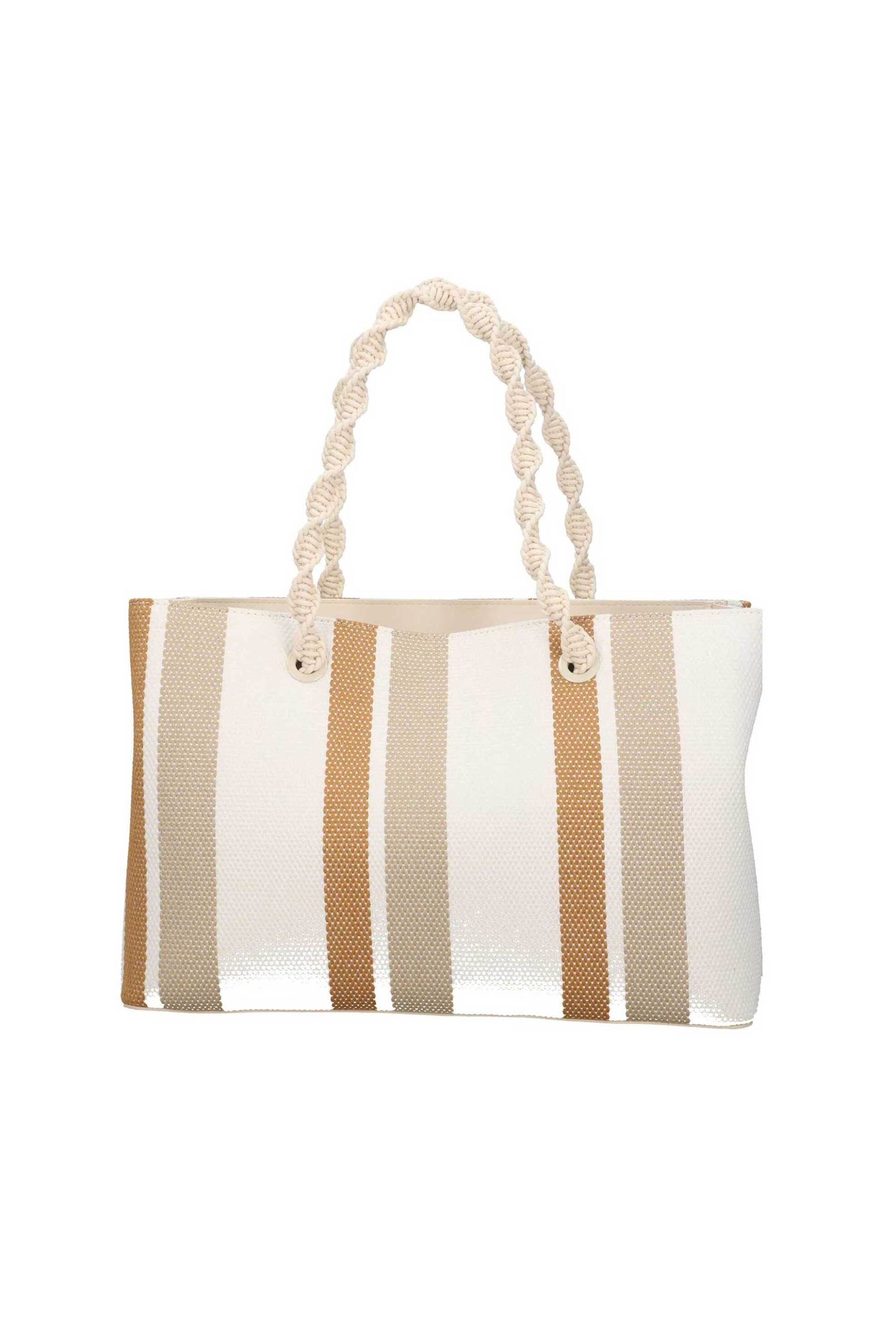 TWINSET Twinset γυναικεία τσάντα ώμου shopper ριγέ - 261TD8061 Μπεζ - 3