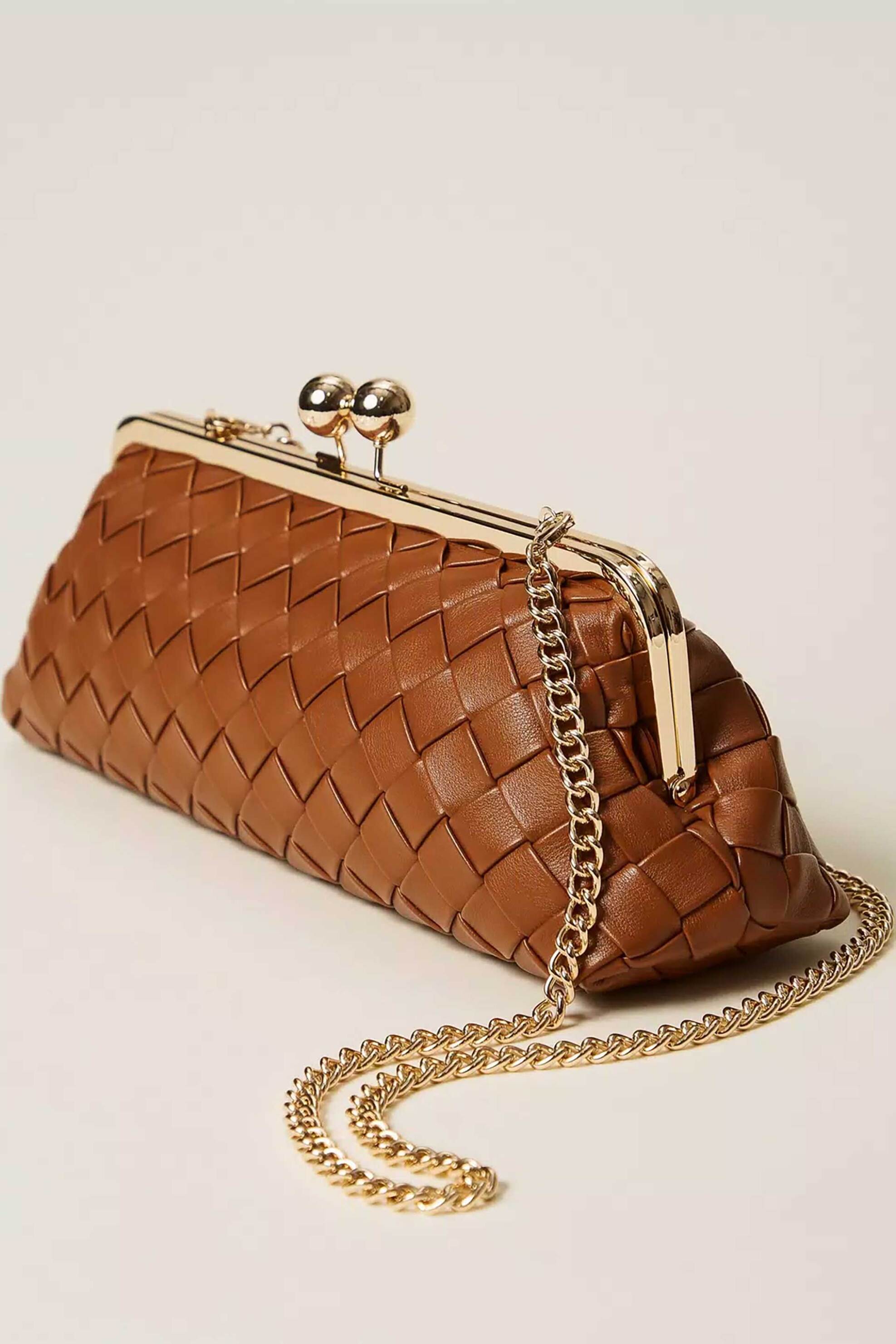 TWINSET Twinset γυναικείο clutch με πλεκτό σχέδιο μονόχρωμο - 261TB7301 Ταμπά - 2