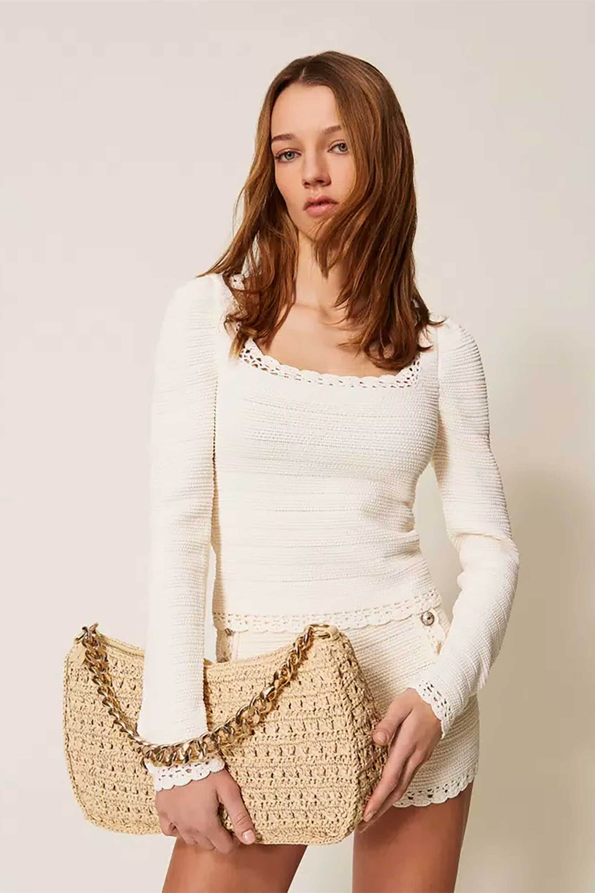 Twinset Γυναικεία Τσάντα Ώμου Liliane Large - 261Td8080 Μπεζ