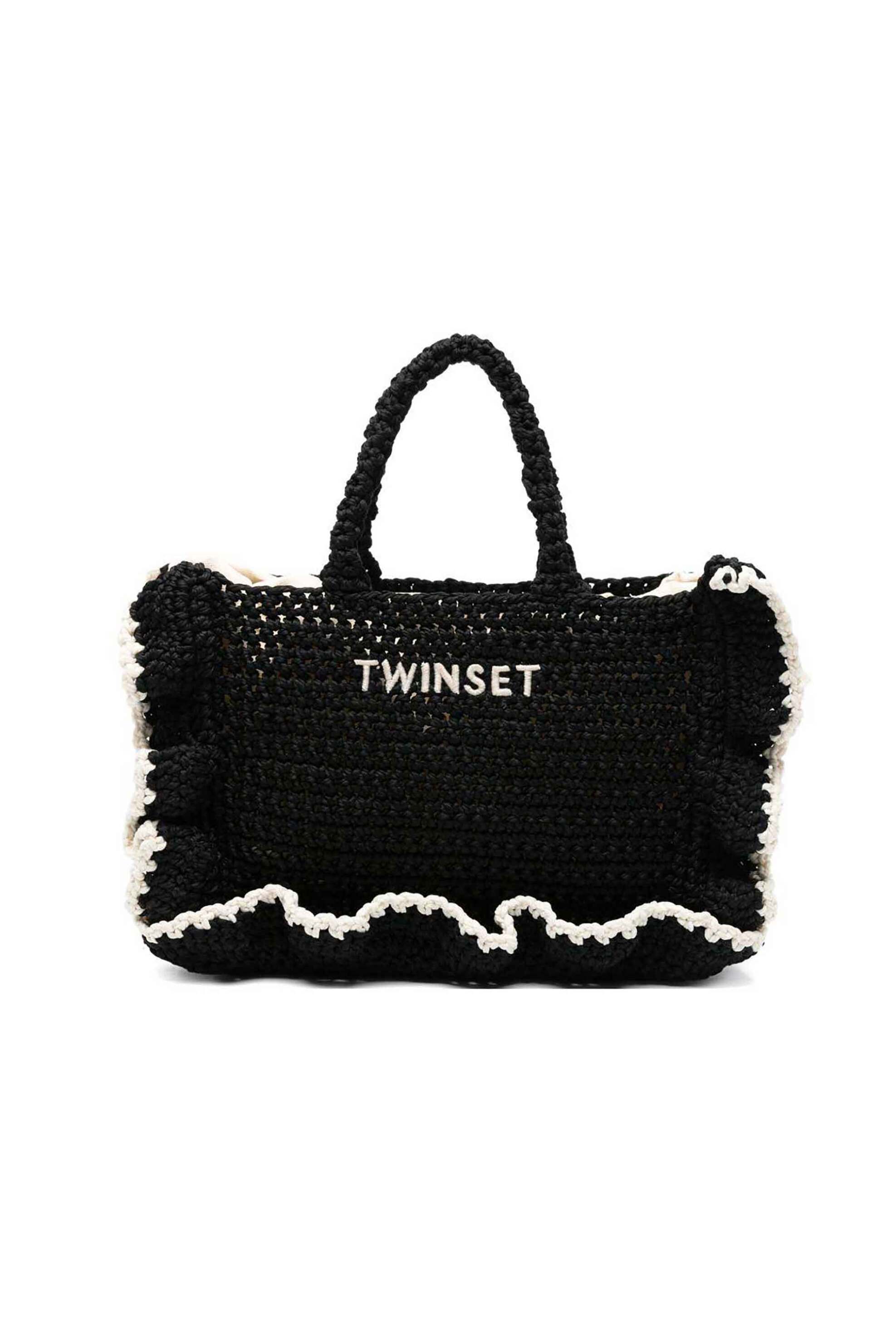 TWINSET Twinset γυναικεία τσάντα χειρός με πλεκτό σχέδιο - 261TD8291 Ασπρόμαυρο