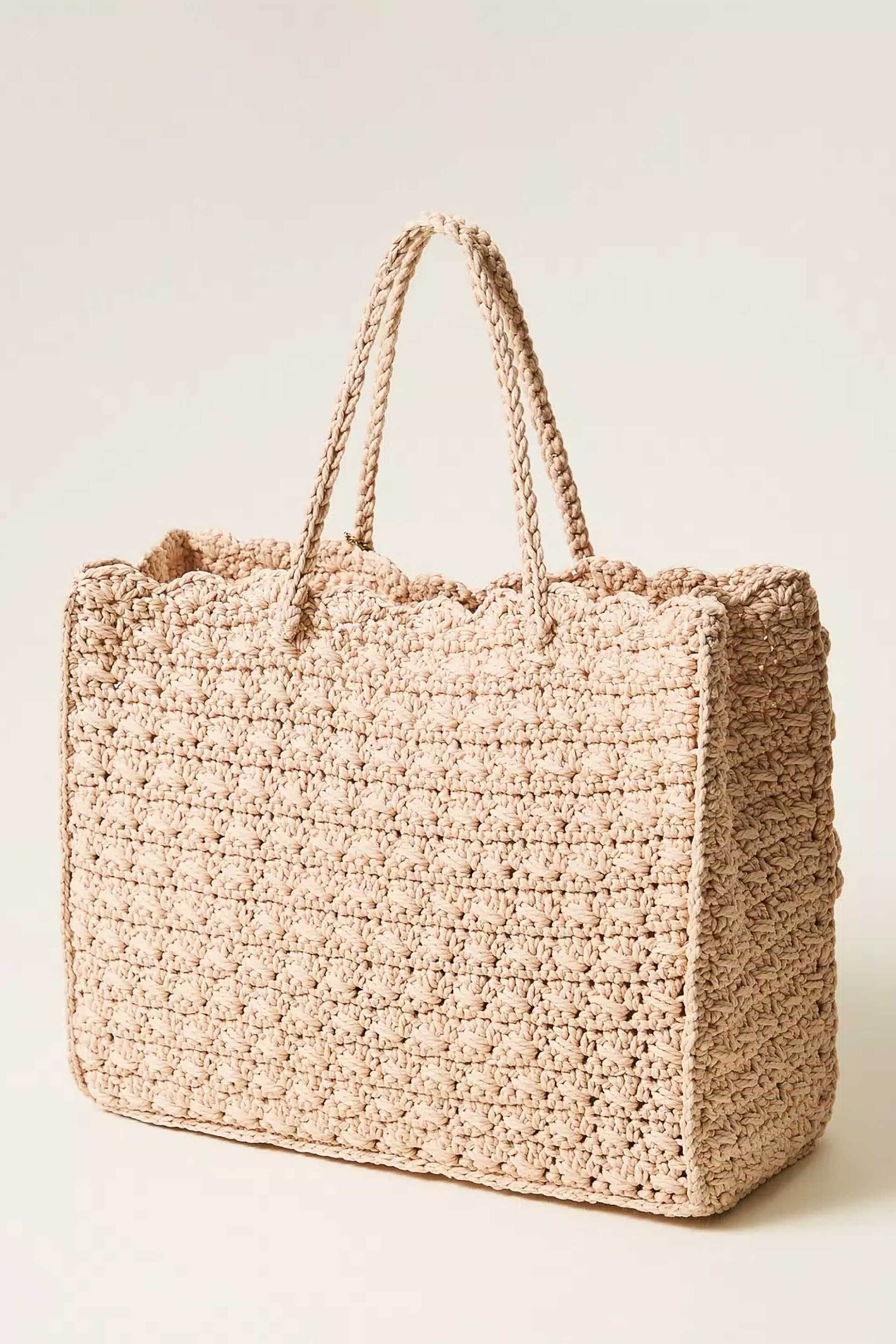 TWINSET Twinset γυναικεία πλεκτή τσάντα ώμου shopper με γούρι - 261TB7510 Εκρού - 2