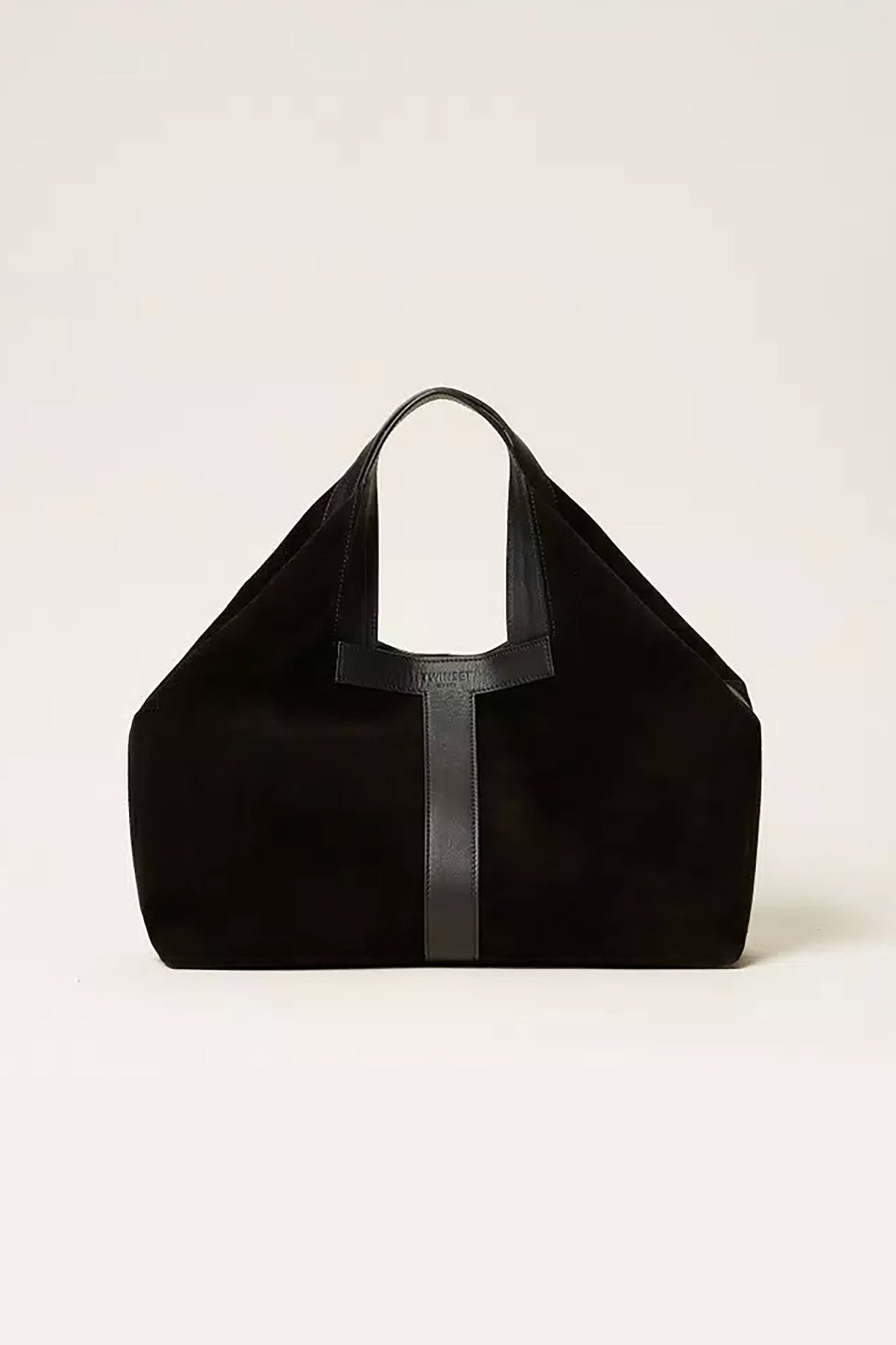 Twinset γυναικεία τσάντα ώμου shopper suede - 262TB7140 Μαύρο