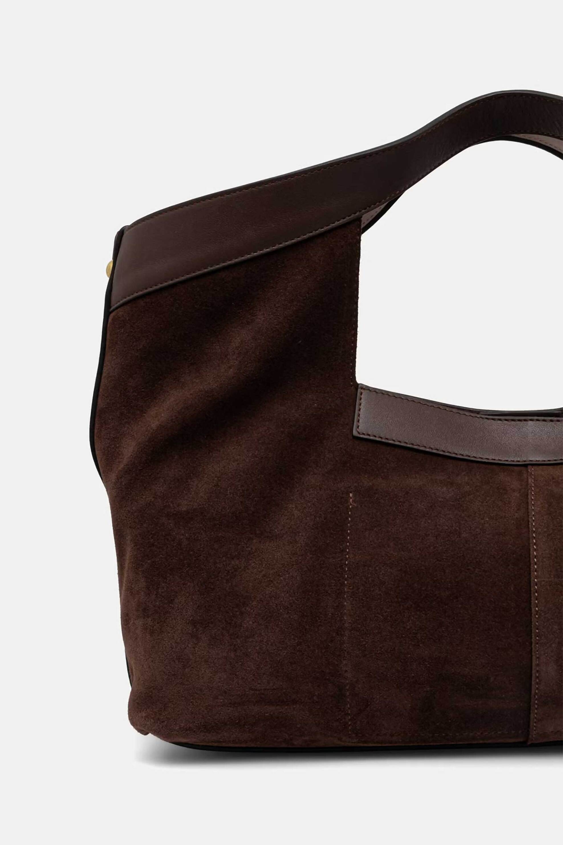 Twinset γυναικεία τσάντα ώμου shopper suede - 262TB7141 Καφέ Σκούρο