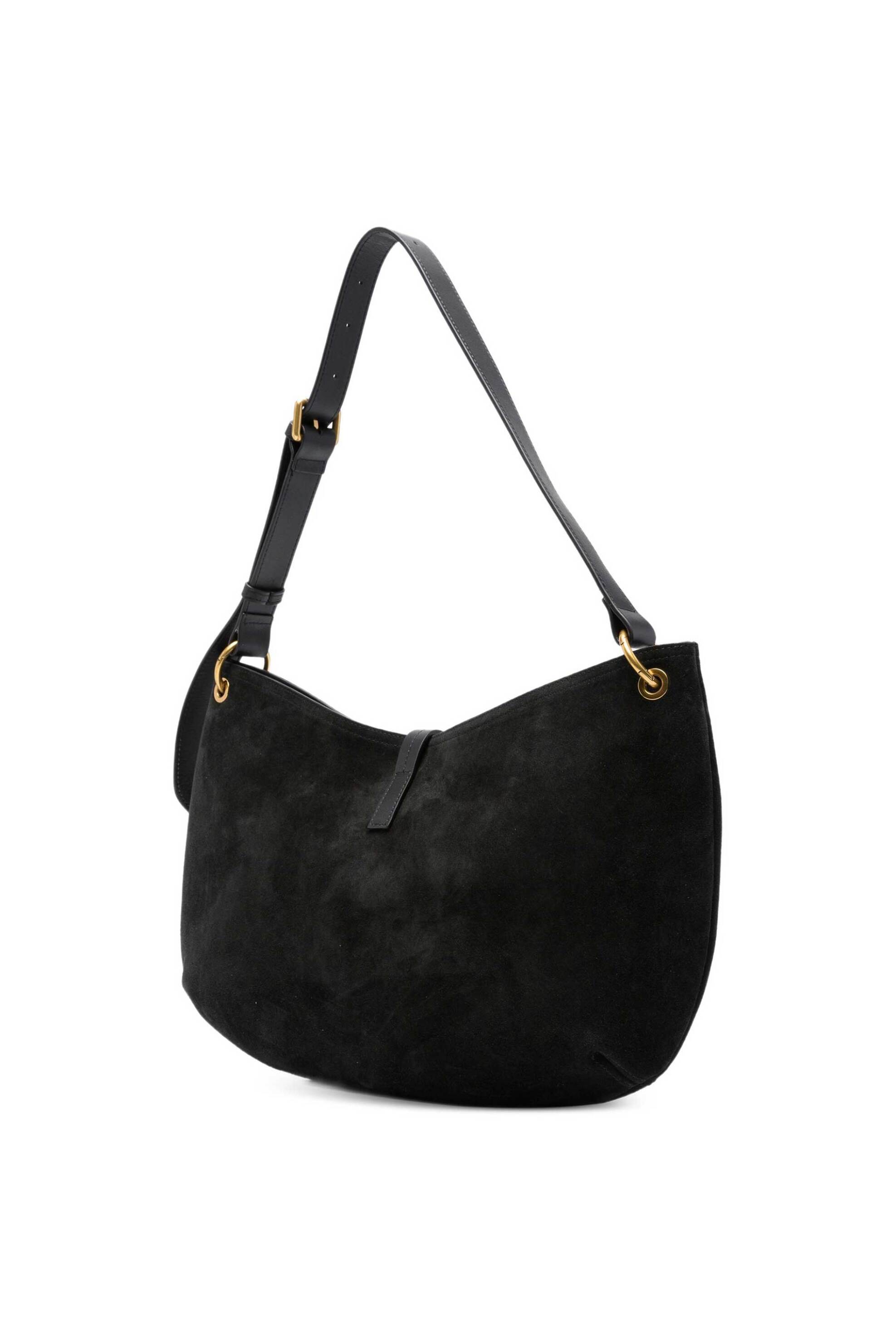 Twinset γυναικεία suede τσάντα ώμου hobo - 262TB7151 Μαύρο