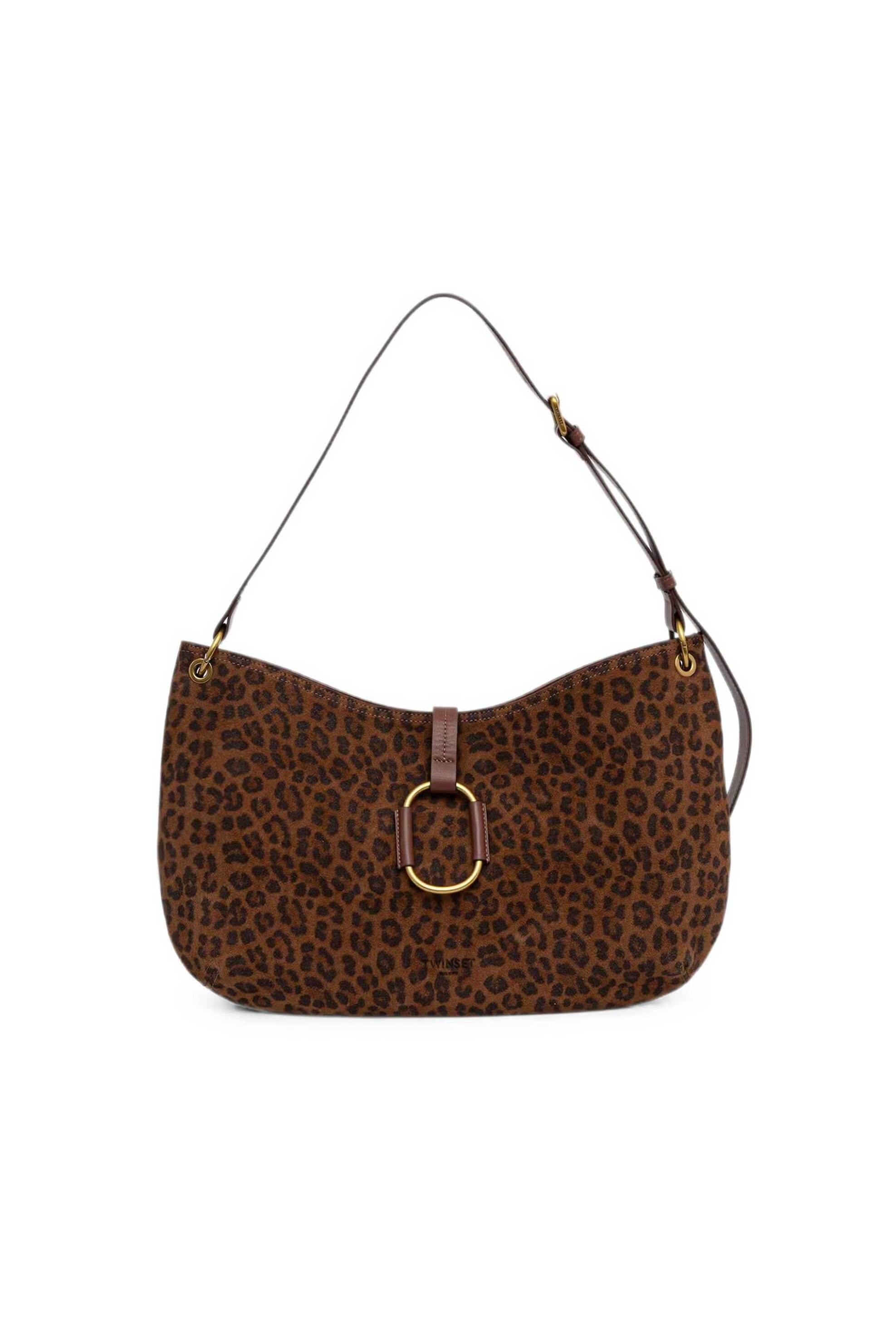 Twinset γυναικεία suede τσάντα ώμου hobo animal print - 262TB7152 Ταμπά