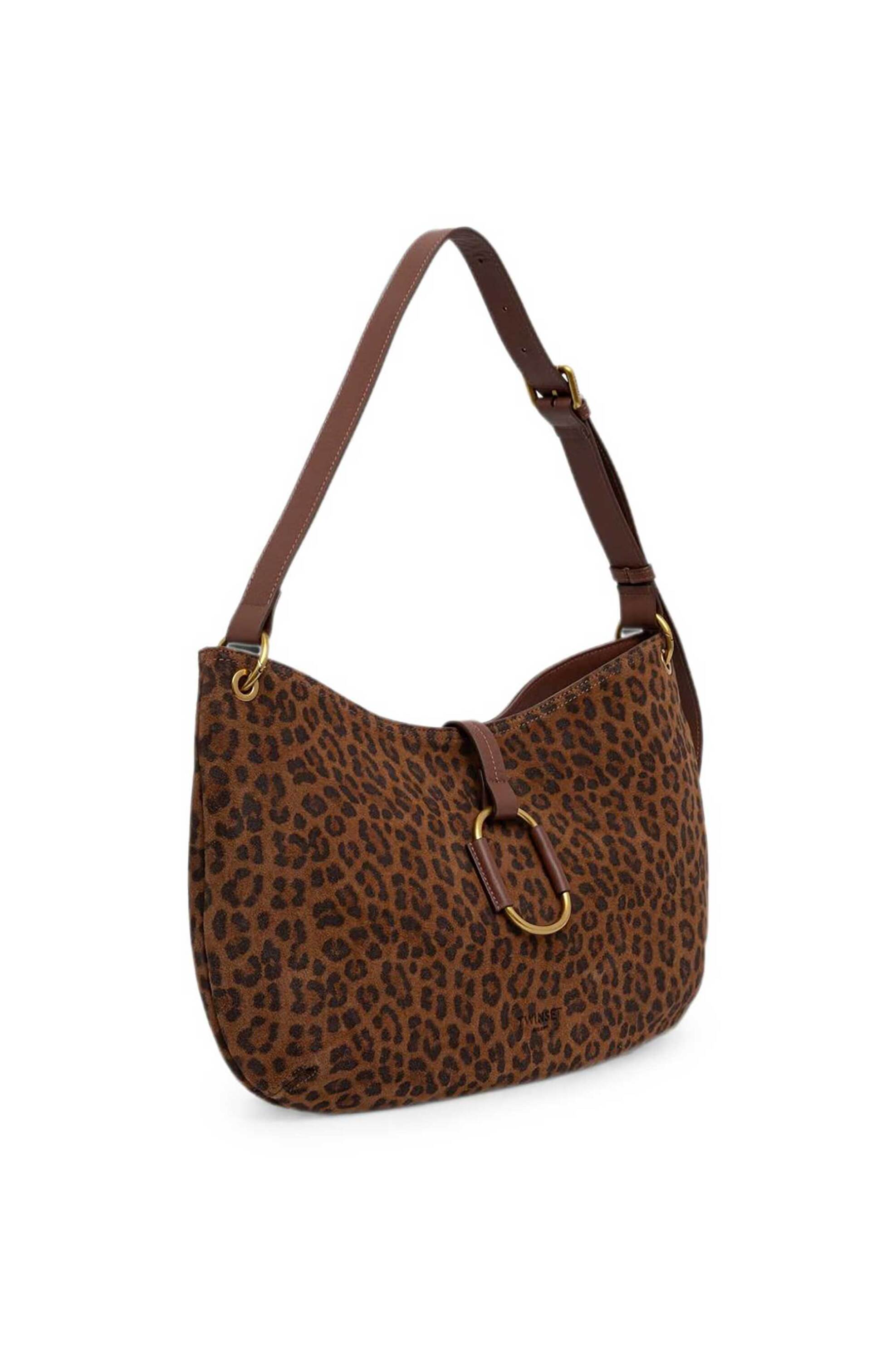 Twinset γυναικεία suede τσάντα ώμου hobo animal print - 262TB7152 Ταμπά