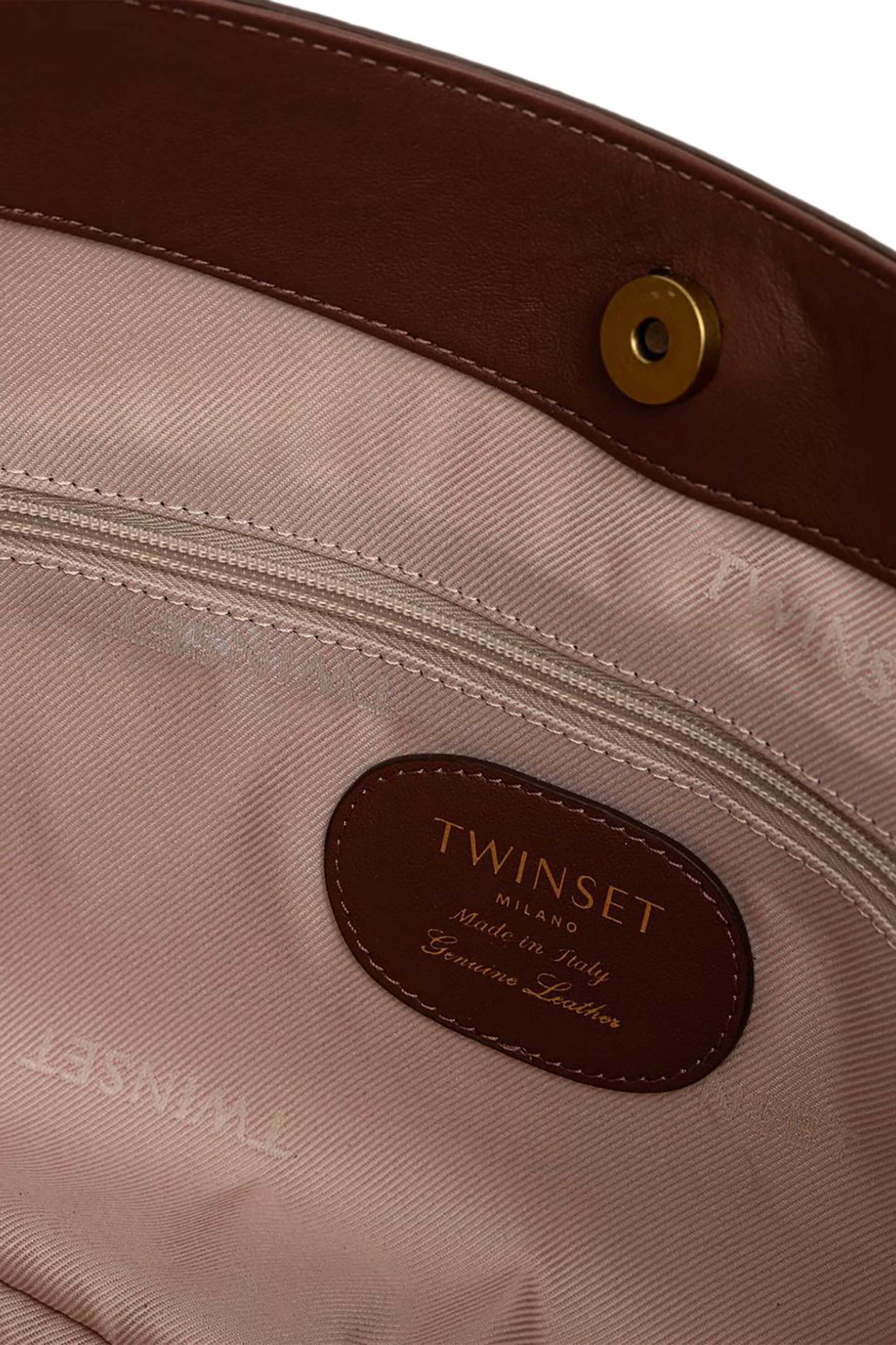 Twinset Γυναικεία Suede Τσάντα Ώμου Hobo Animal Print - 262Tb7152 Ταμπά