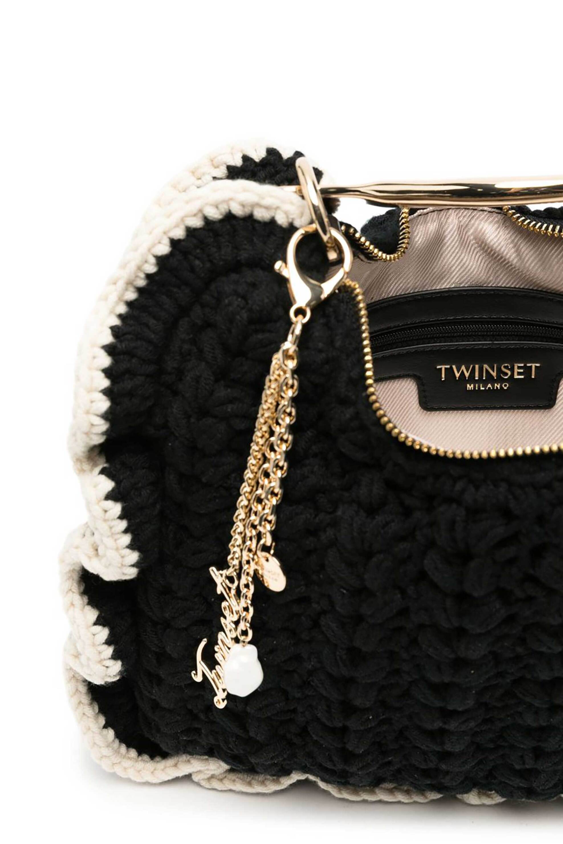TWINSET Twinset γυναικεία τσάντα crochet χειρός "Croissant" - 262TB7290 Μαύρο - 3