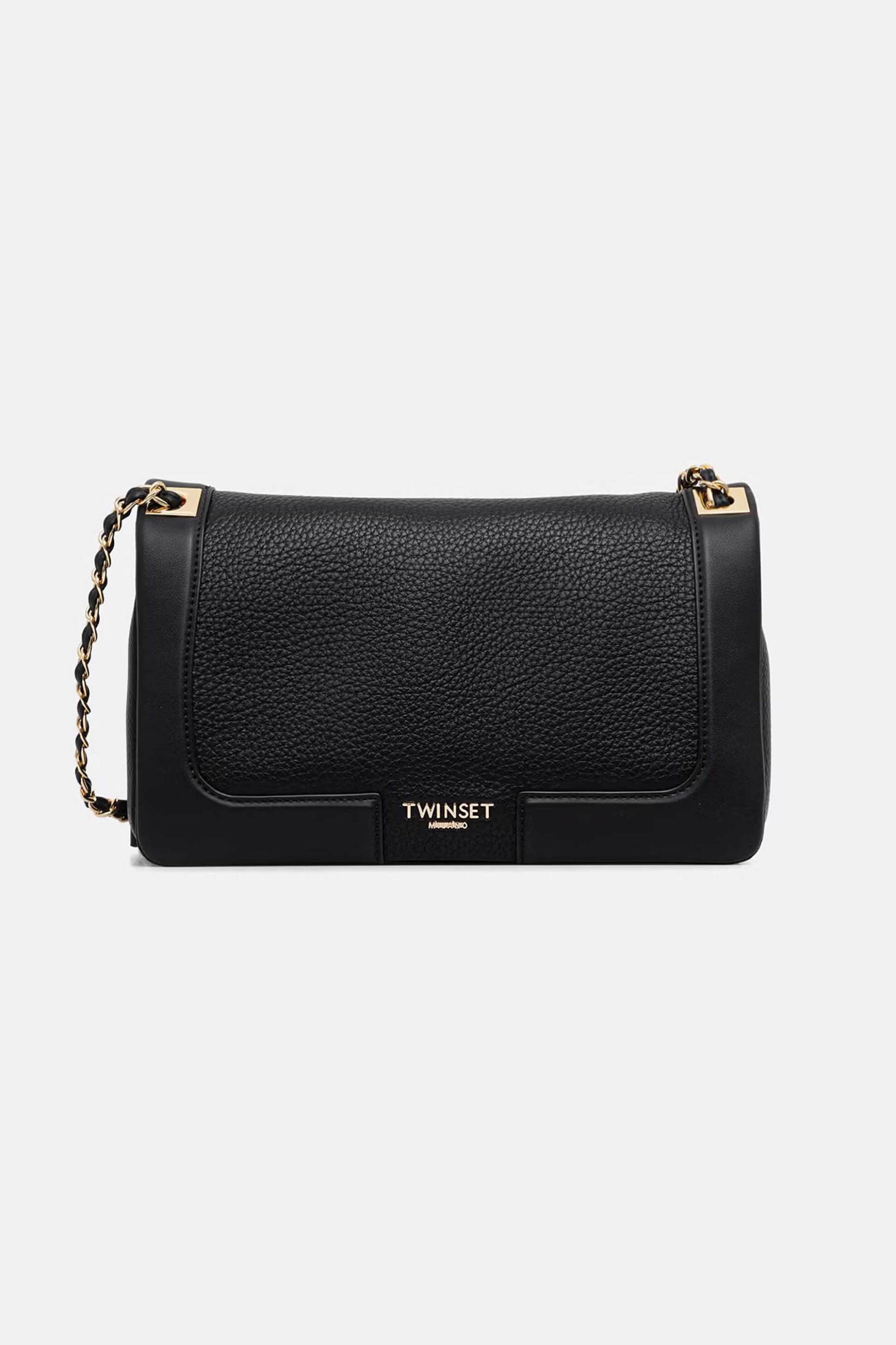 Twinset γυναικεία τσάντα ώμου με αλυσίδα και flap κλείσιμο - 262TB7044 Μαύρο