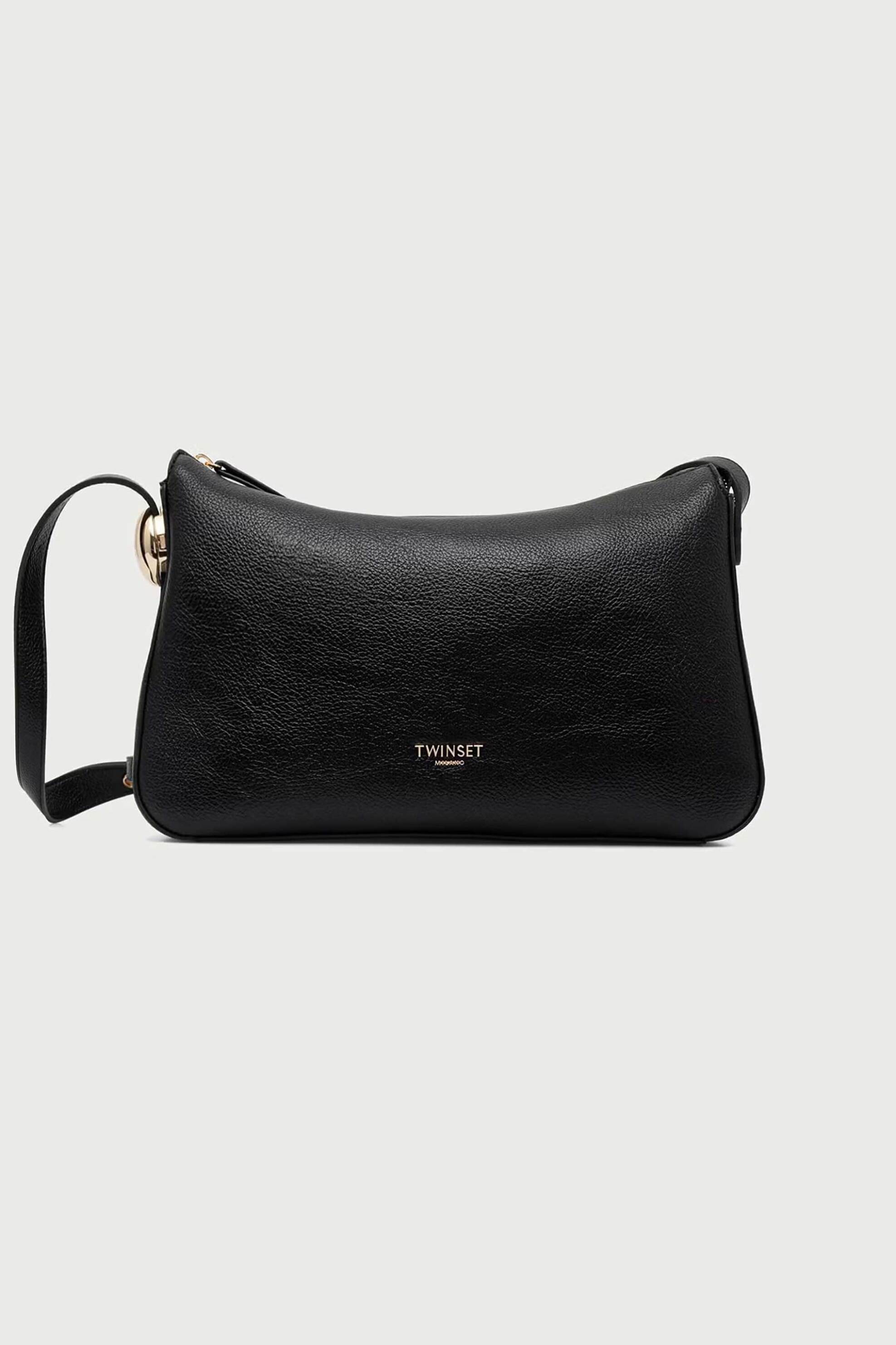 Twinset γυναικεία τσάντα crossbody με μεταλλικό λογότυπο - 262TB7213 Μαύρο