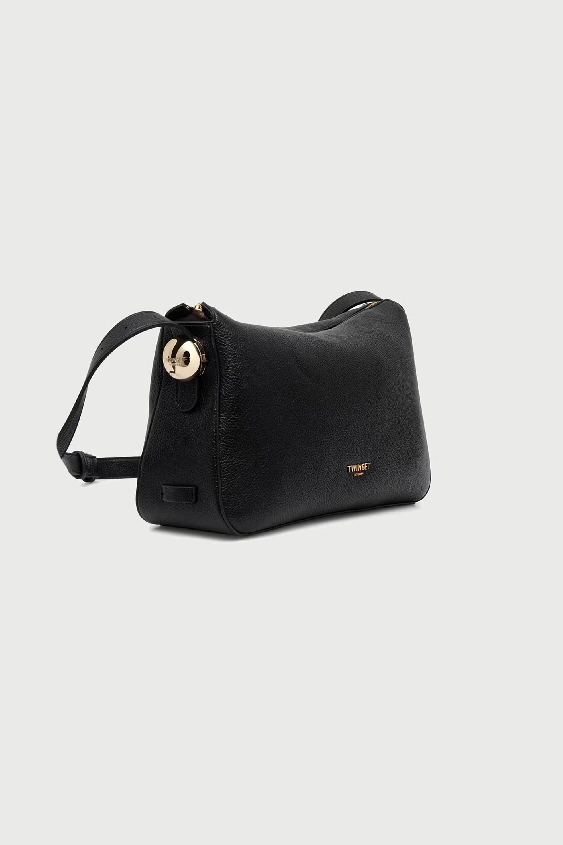 Twinset γυναικεία τσάντα crossbody με μεταλλικό λογότυπο - 262TB7213 Μαύρο