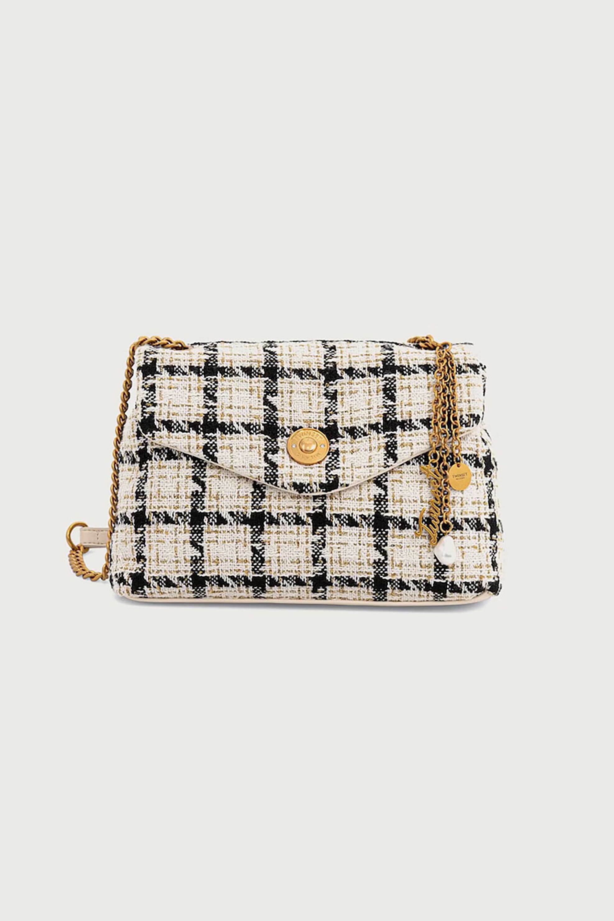 Twinset γυναικεία τσάντα ώμου tweed - 262TB7320 Εκρού