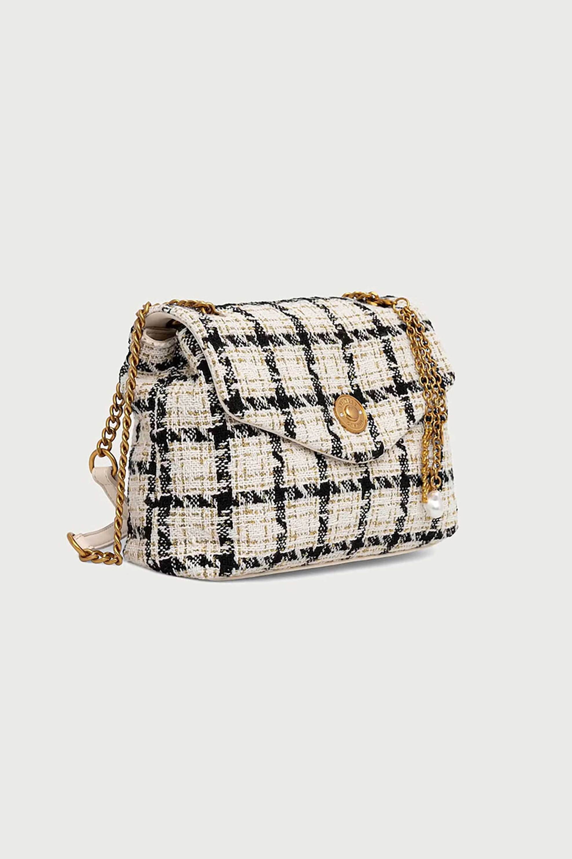 Twinset γυναικεία τσάντα ώμου tweed - 262TB7320 Εκρού