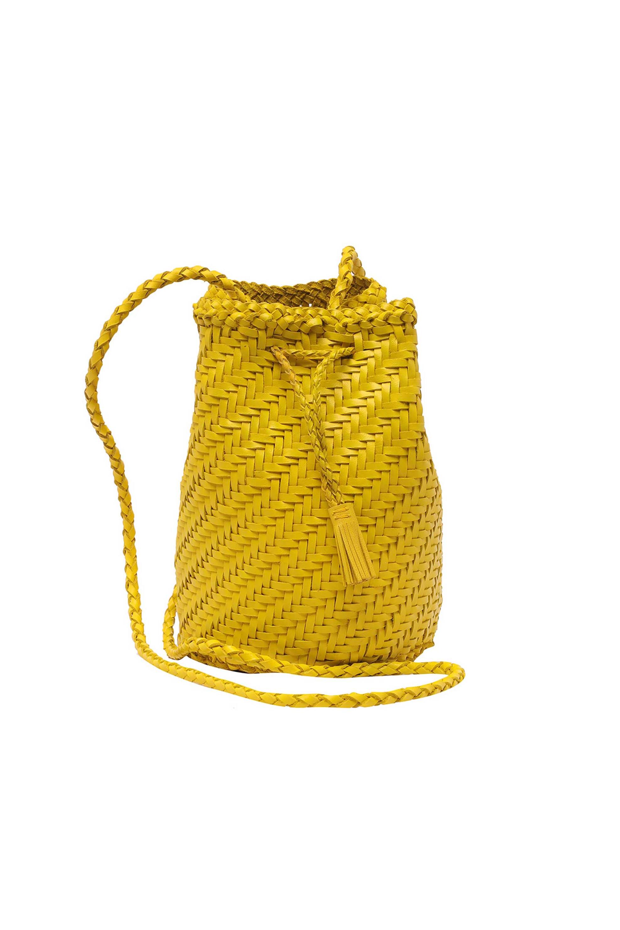Dragon Diffusion γυναικεία τσάντα bucket "Pompom Double Jump" - 8838 Κίτρινο